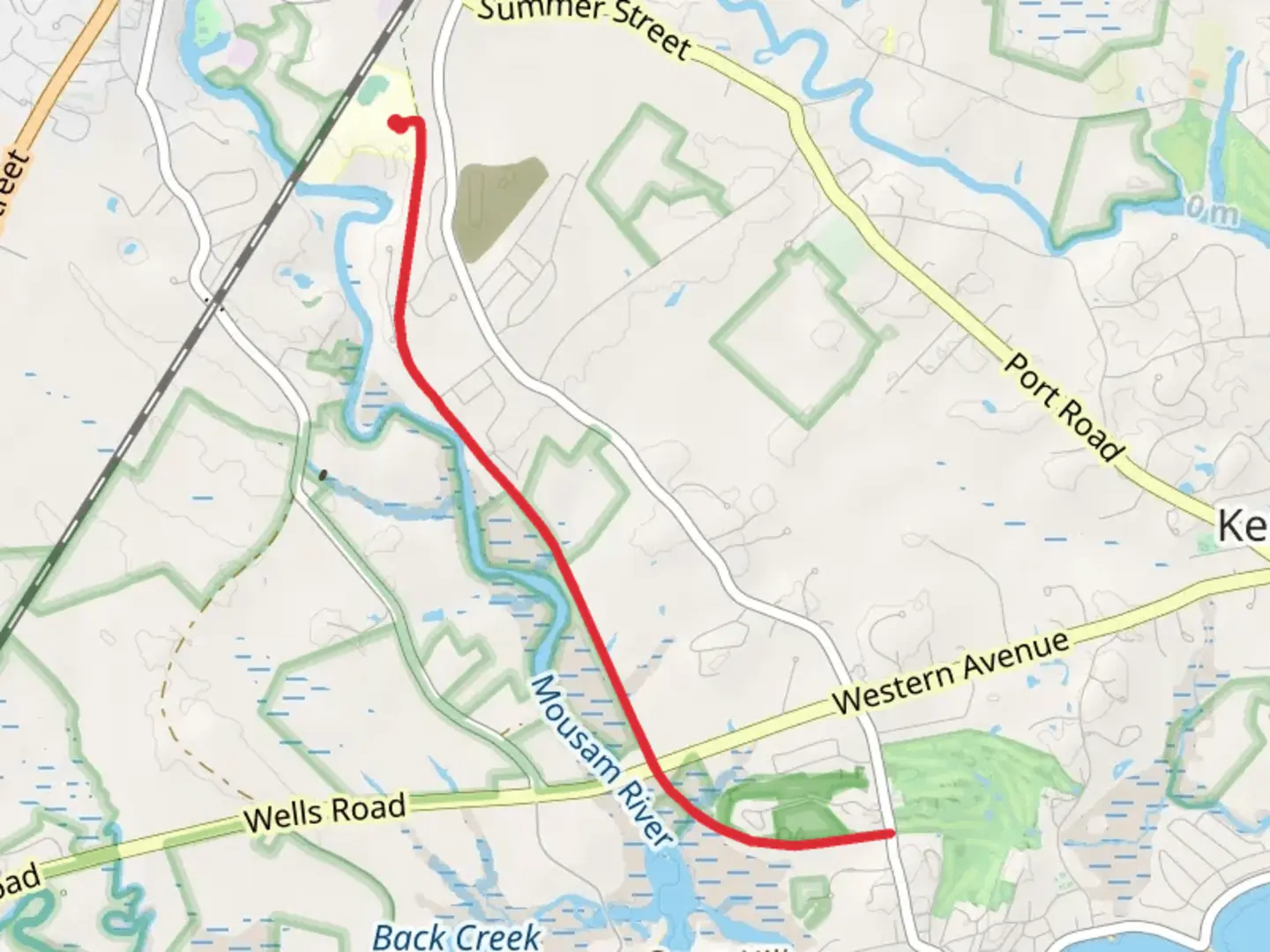 An image depicting the trail Webhannet Golf Club from Kennebunk Bridle Path and its surrounding area.