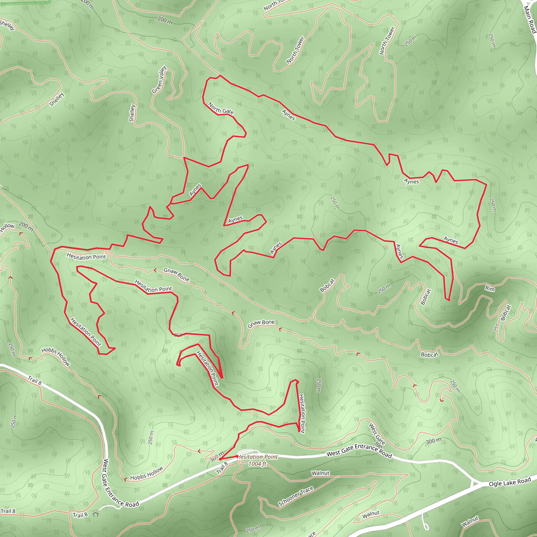 Hesitation Point and Aynes Loop Trail mobile static map