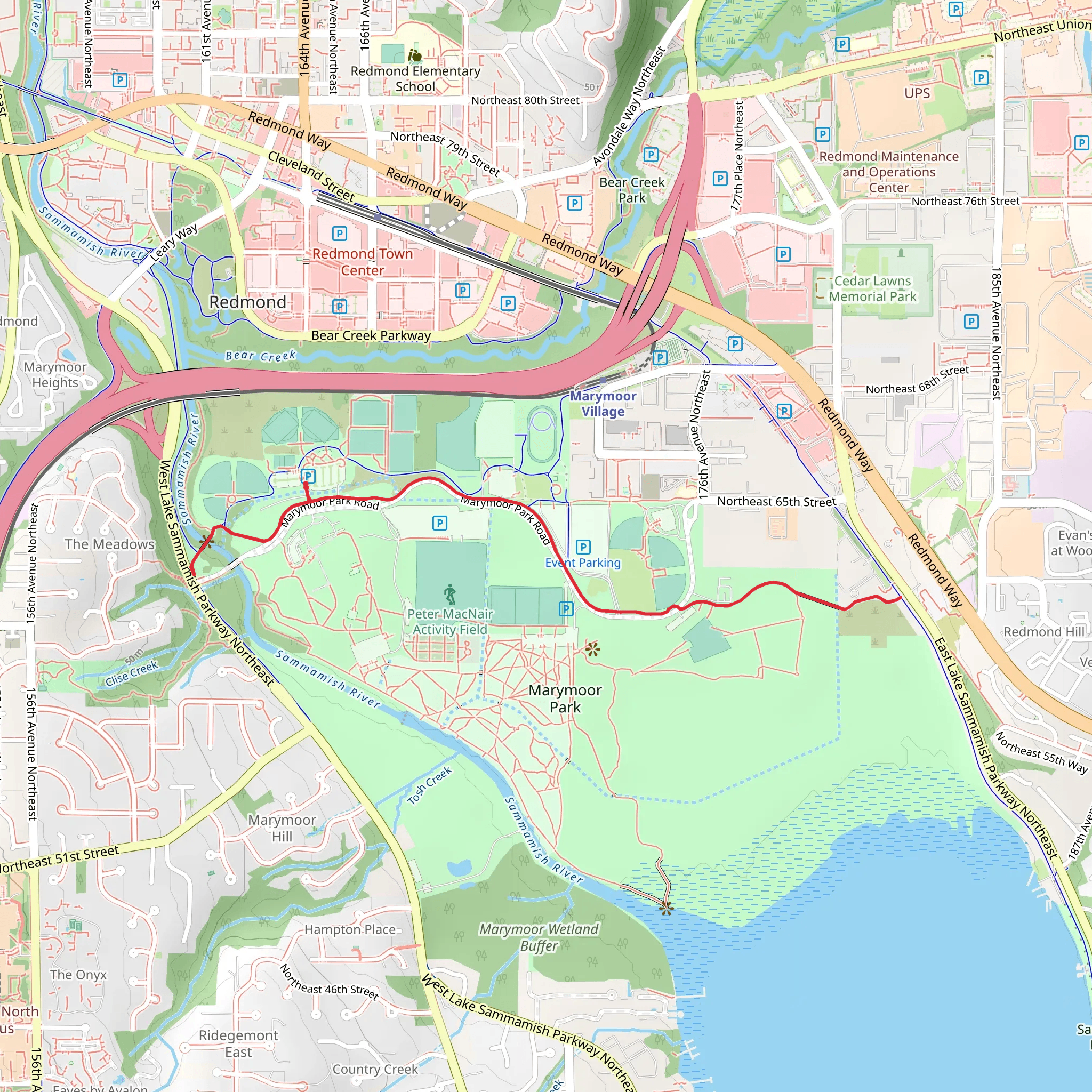 Marymoor Connector Trail mobile static map