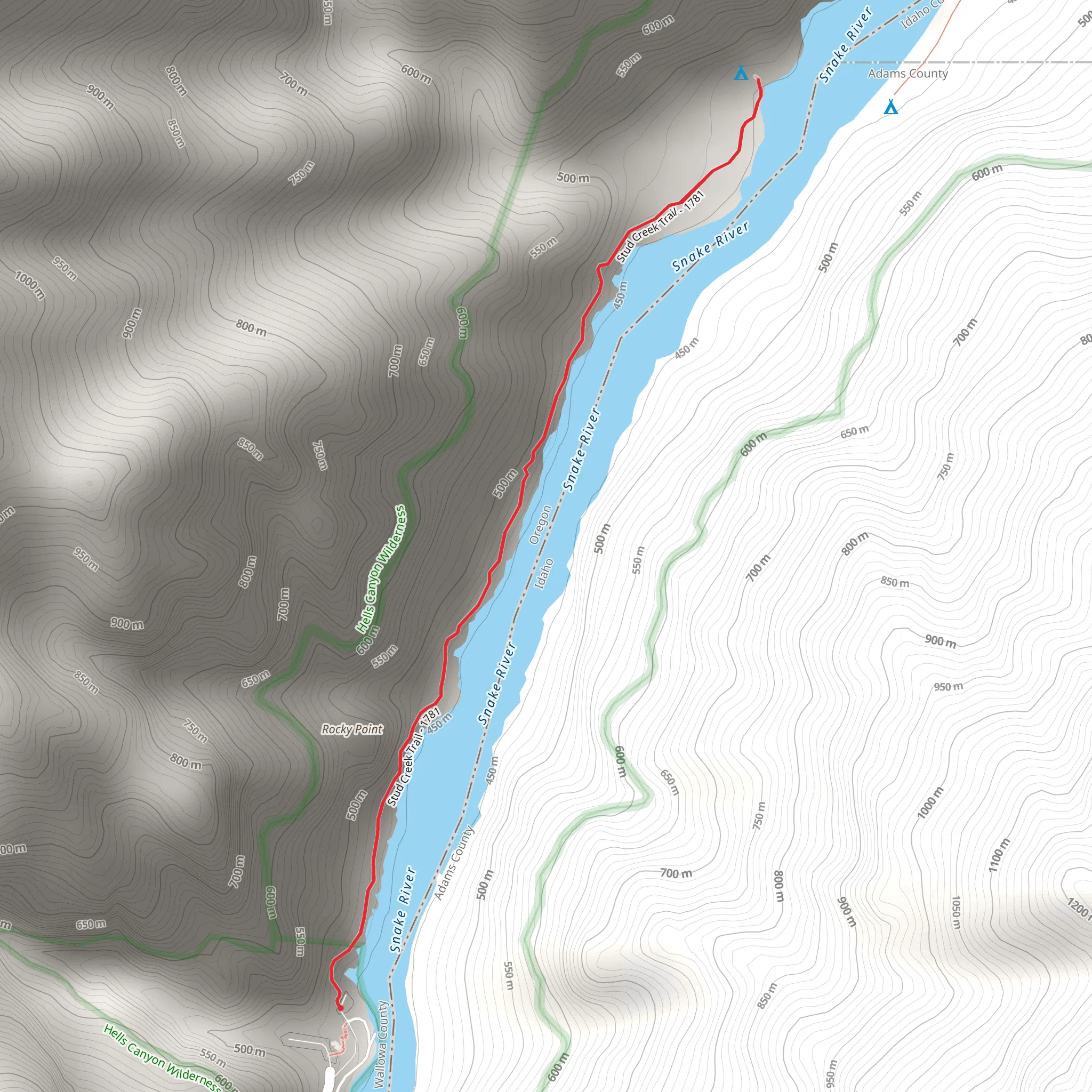 Stud Creek Trail mobile static map