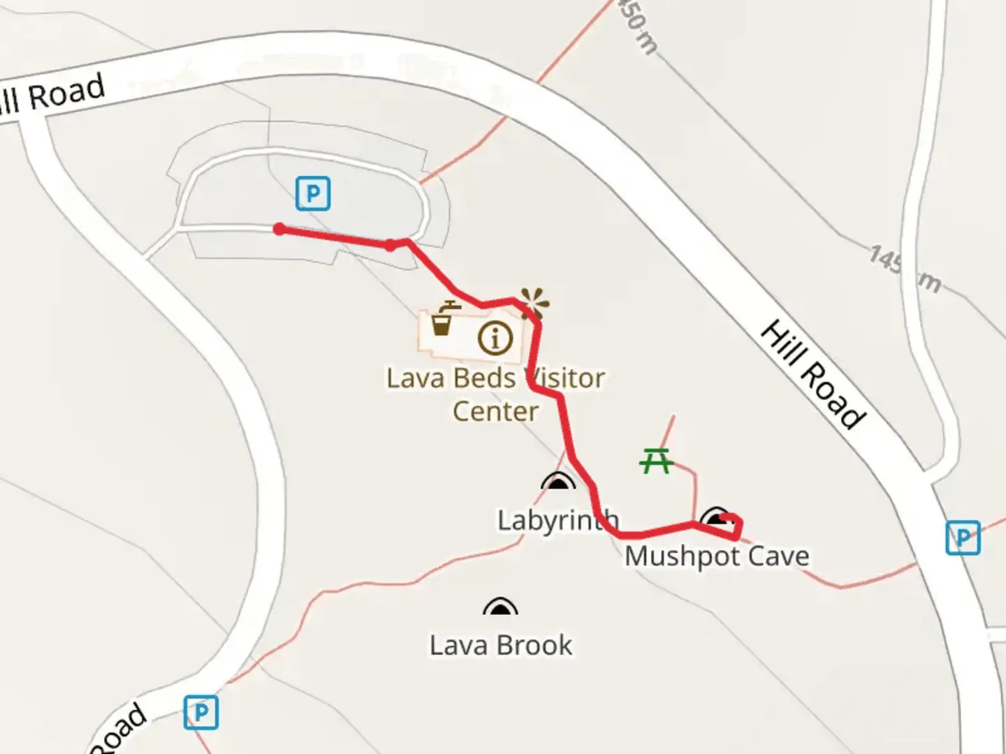 An image depicting the trail Cave Loop Road and its surrounding area.