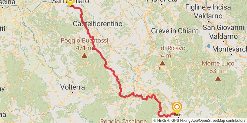 Via Francigena - Italy stage 7 Map