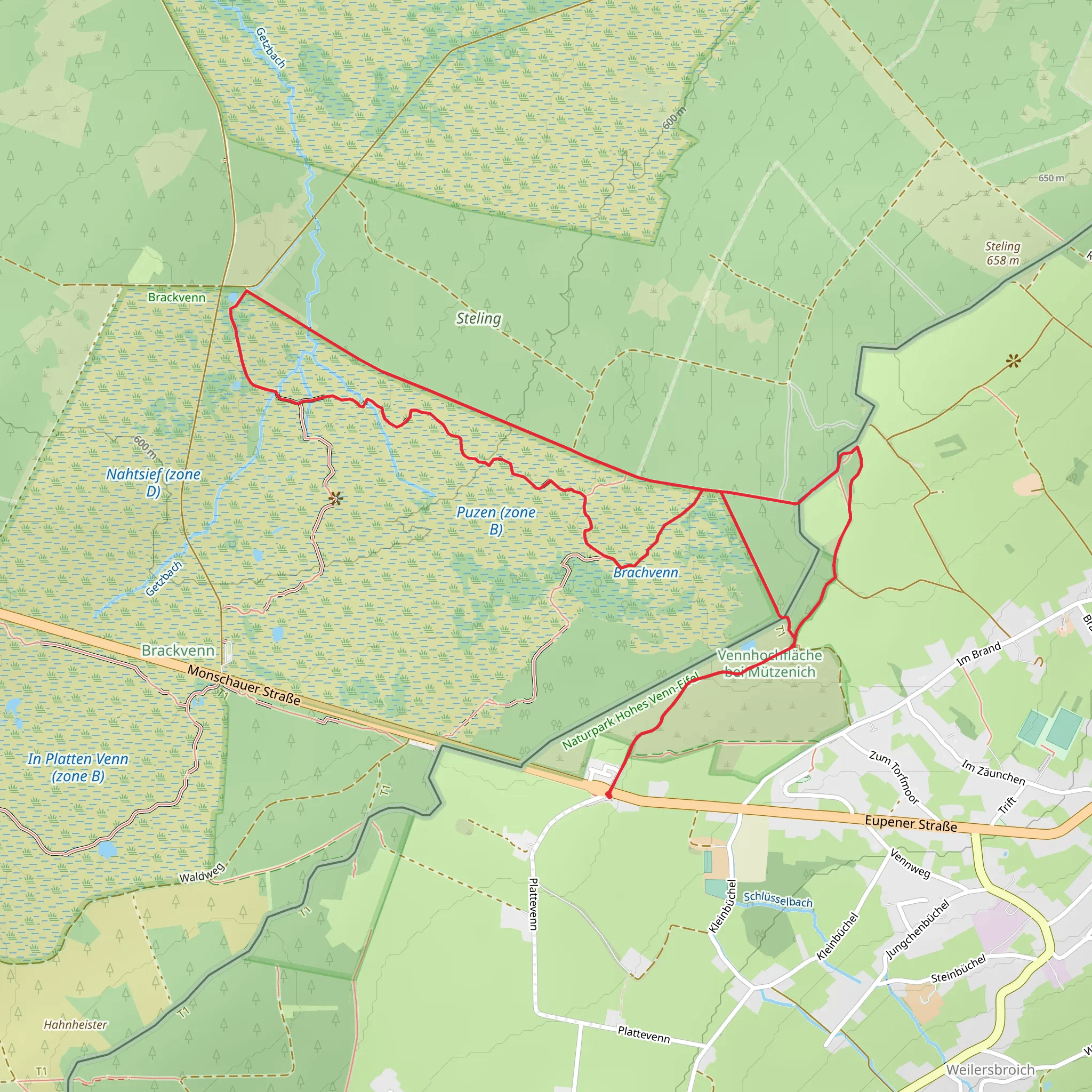Kaiser Karls Bettstatt and Entenpfuhl via GR 25 De la Lorraine belge a I'Eifel mobile static map