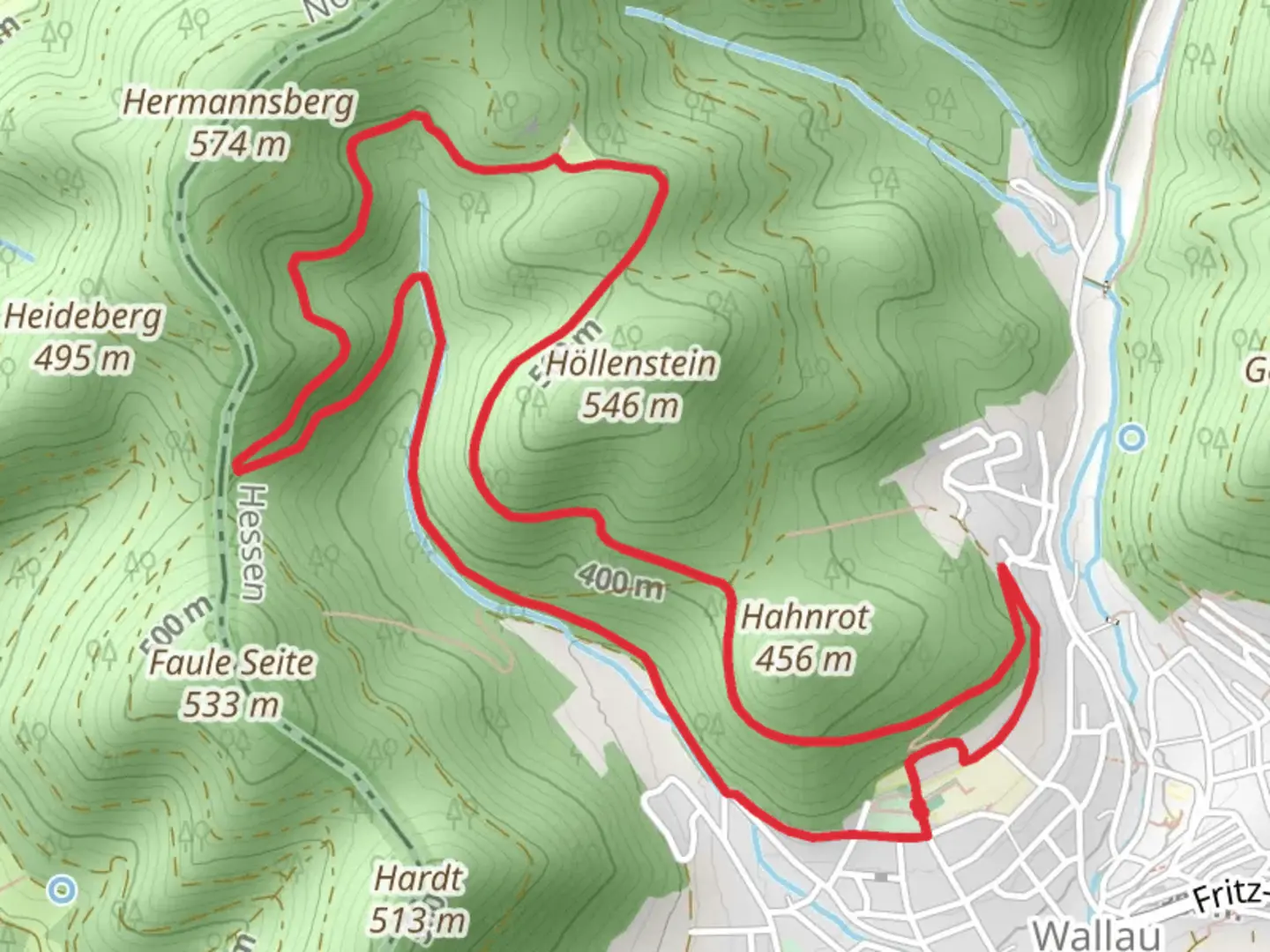 An image depicting the trail Höllenstein Loop and its surrounding area.
