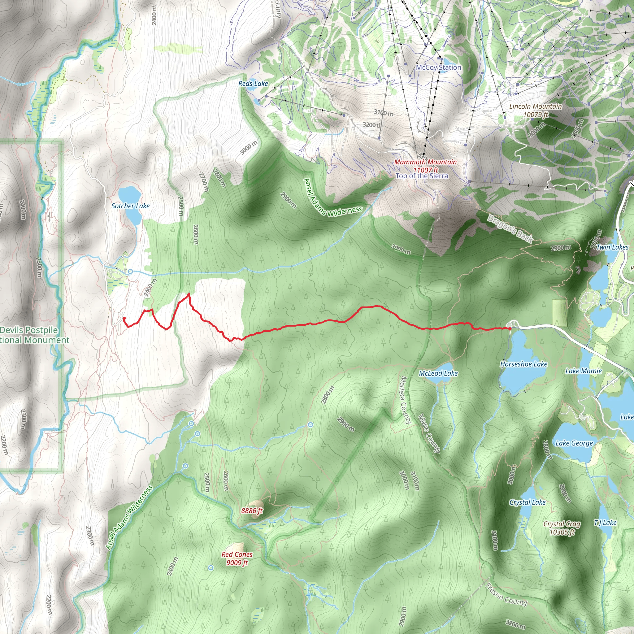 Mammoth Pass - Red’s Meadow Trail mobile static map