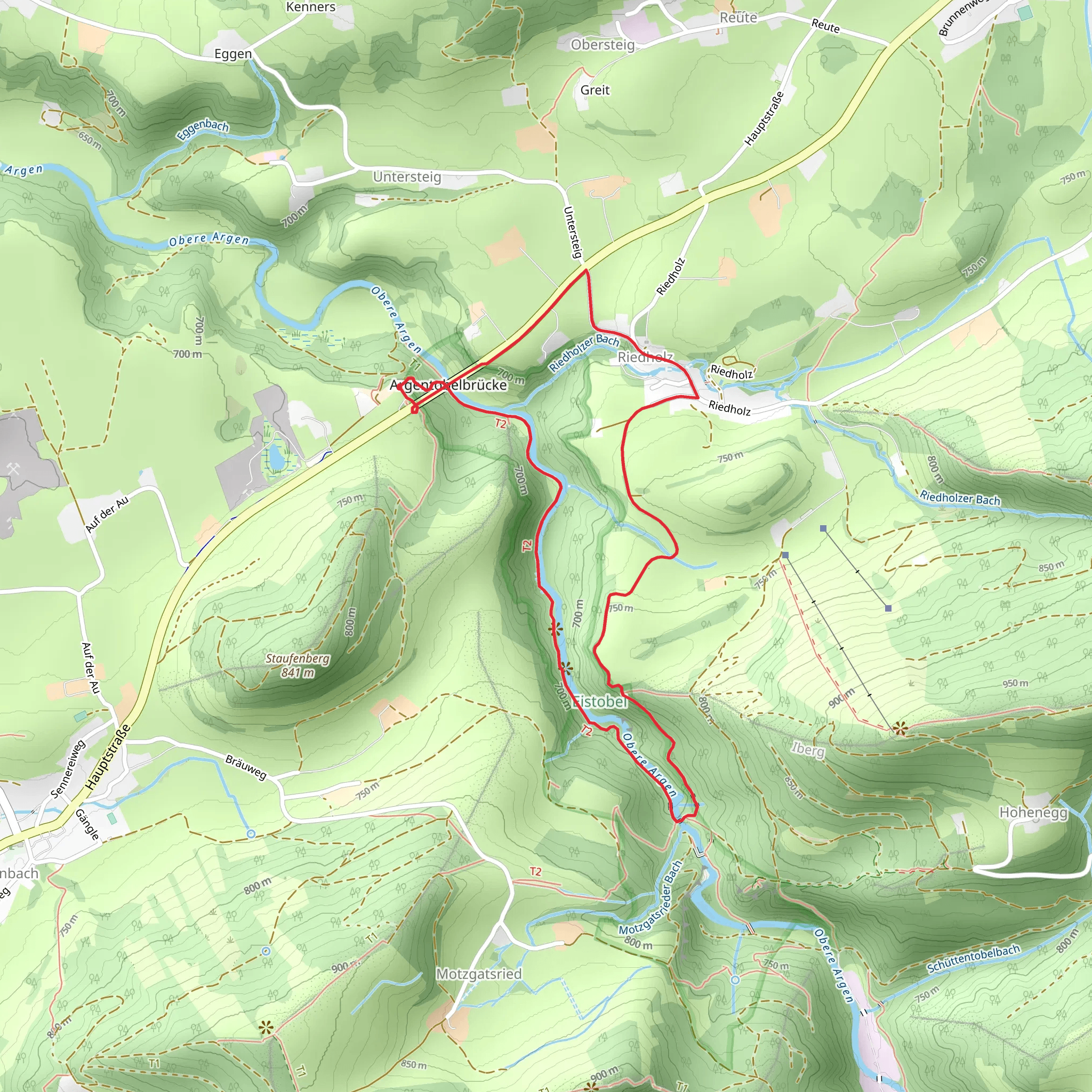 Obere Argen and Grosser Wasserfall via Eistobel Wanderweg mobile static map