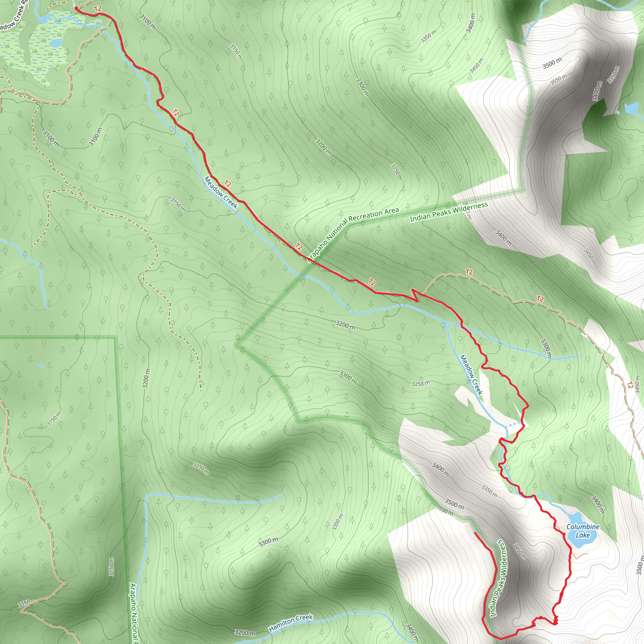 Columbine Lake Overlook via Caribou Pass Trail mobile static map