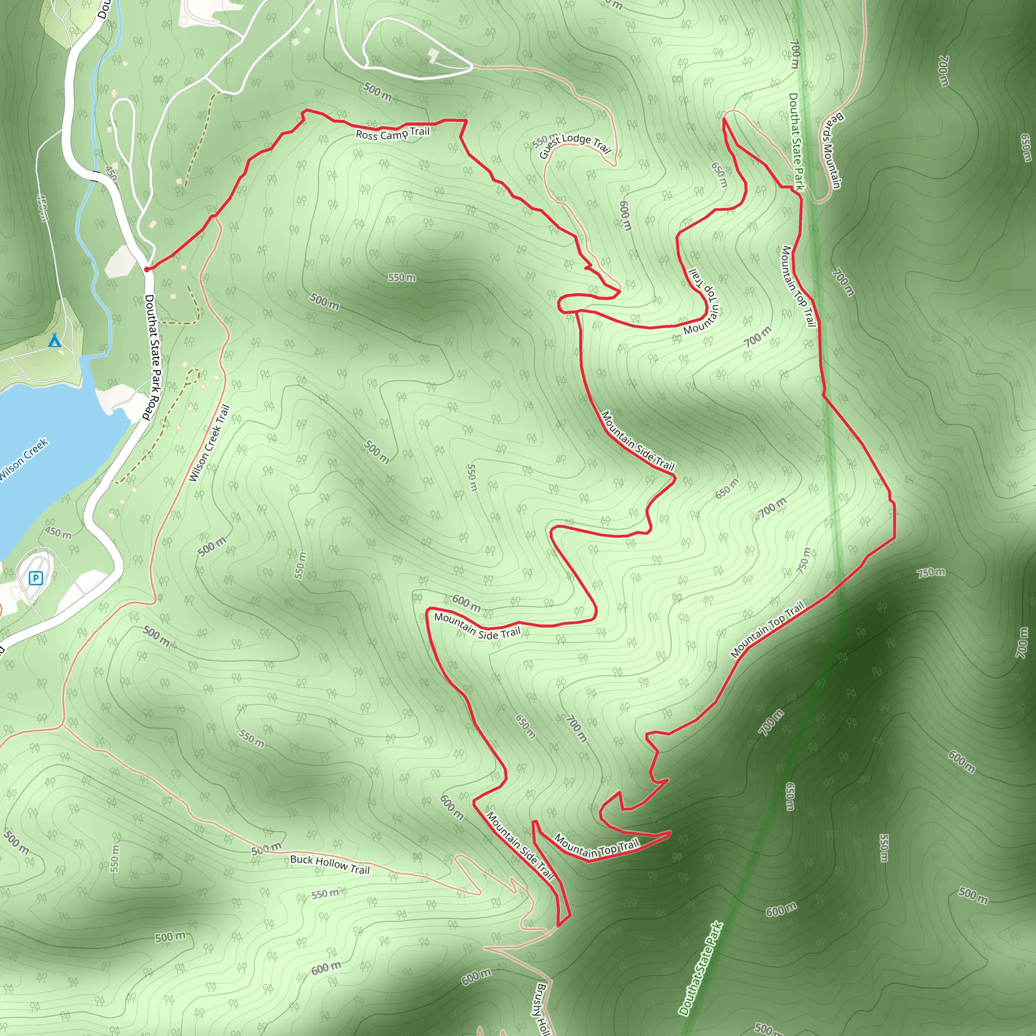 Mountain Top Trail via Ross Camp Trail mobile static map