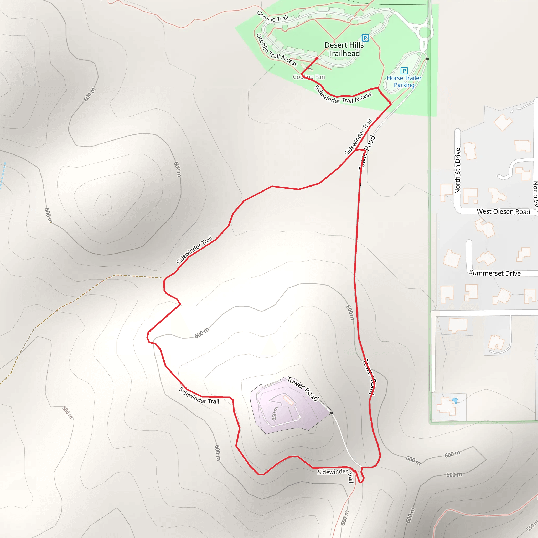 Sidewinder Loop Trail - Short mobile static map