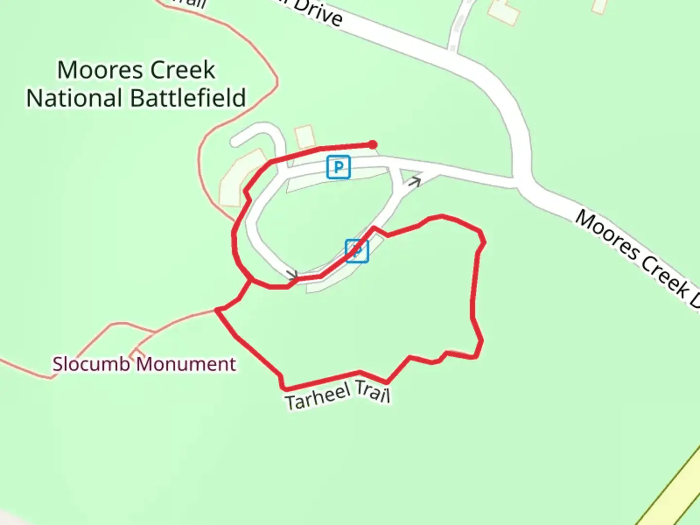 An image depicting the trail Tarheel Loop Trail and its surrounding area.