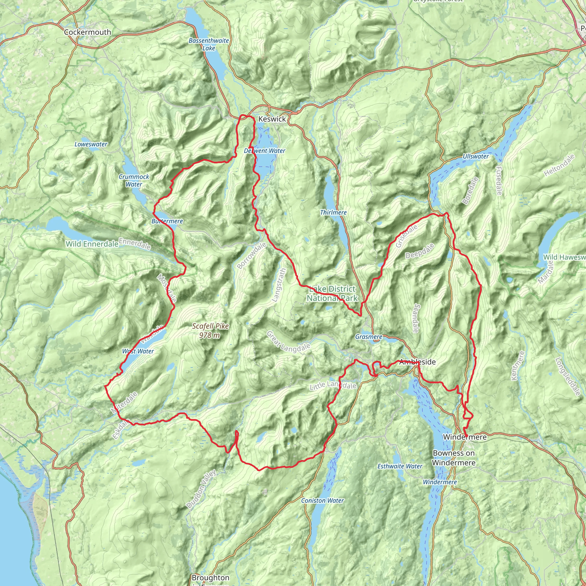Lake District Loop Walk mobile static map