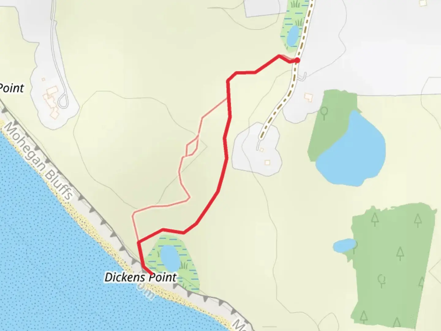 An image depicting the trail Dickens Road and its surrounding area.