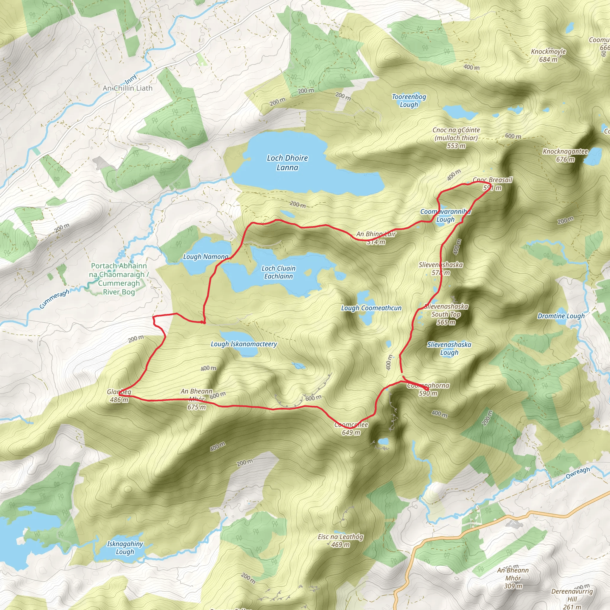 Cloonaghlin Loop from Lough Iskanamacteery mobile static map