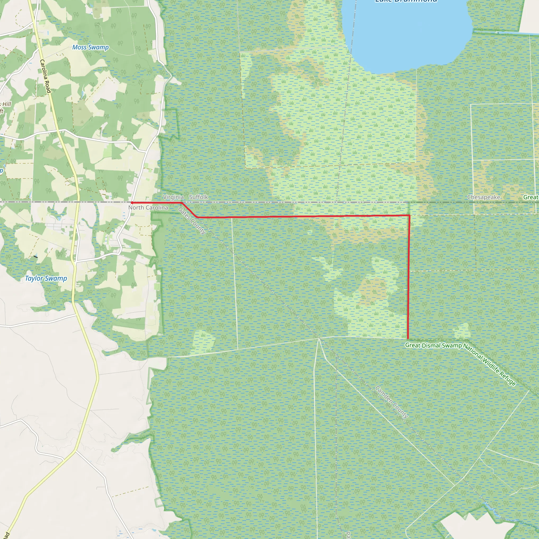 Corapeake Ditch and Forest Line Ditch mobile static map