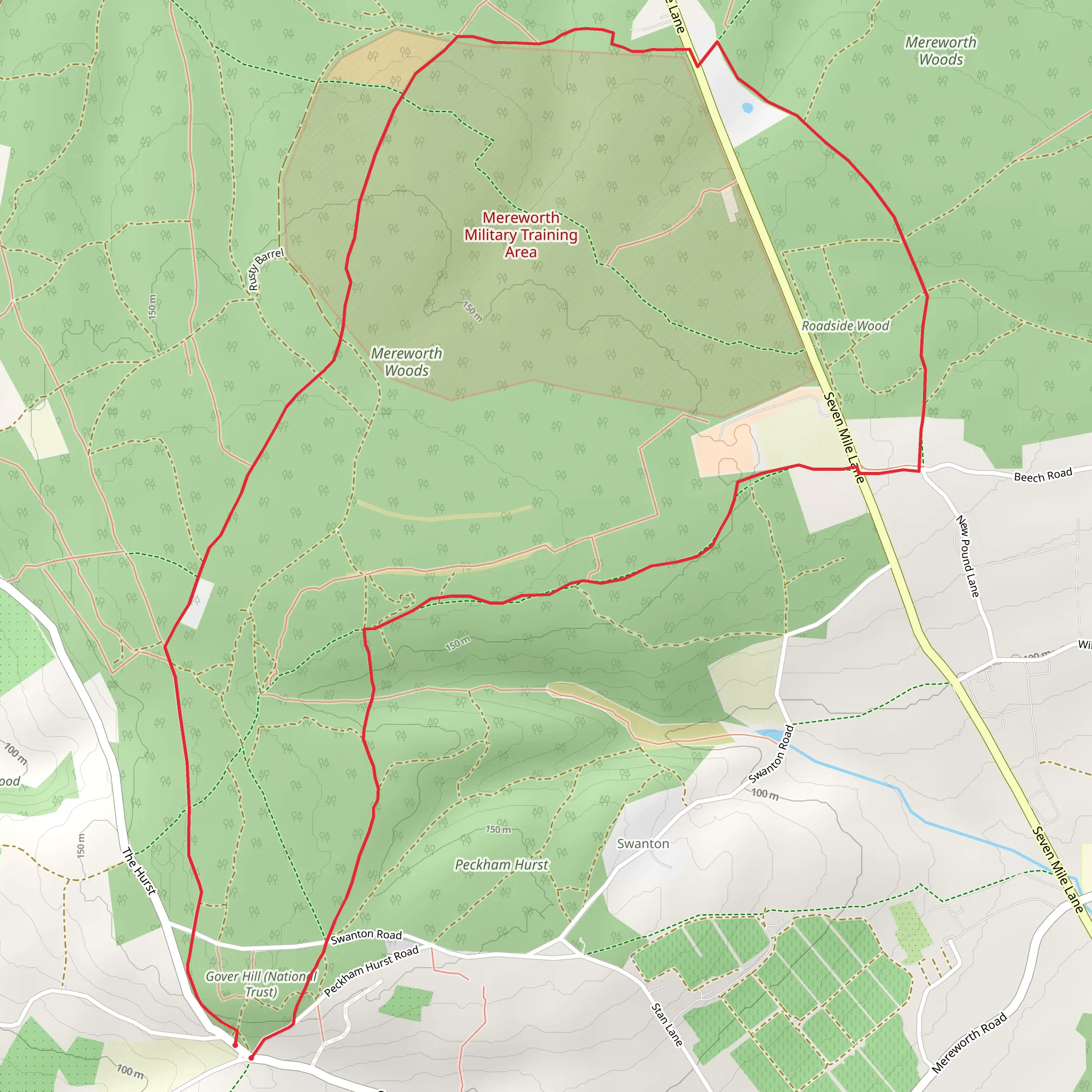 Mereworth Woods mobile static map