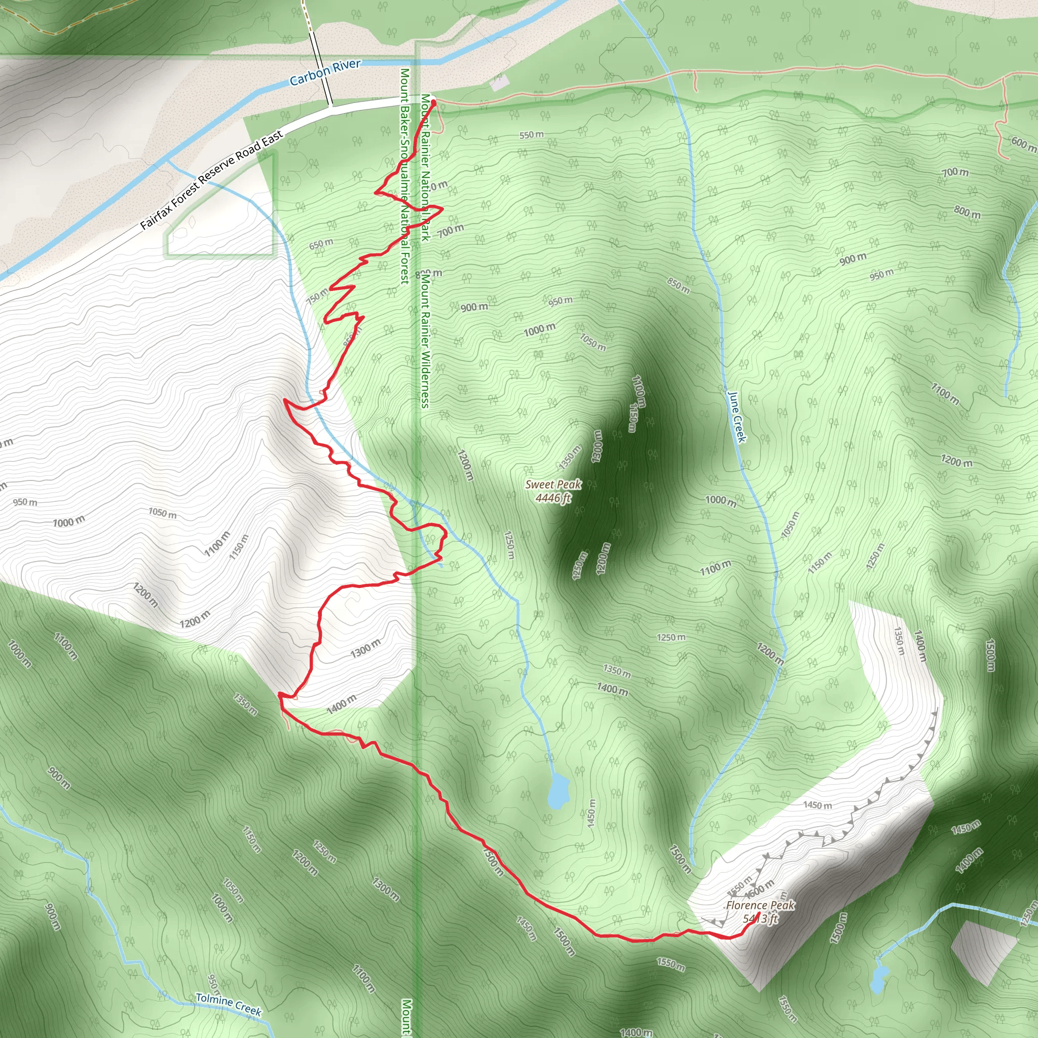 Florence Peak via Boundary Trail mobile static map