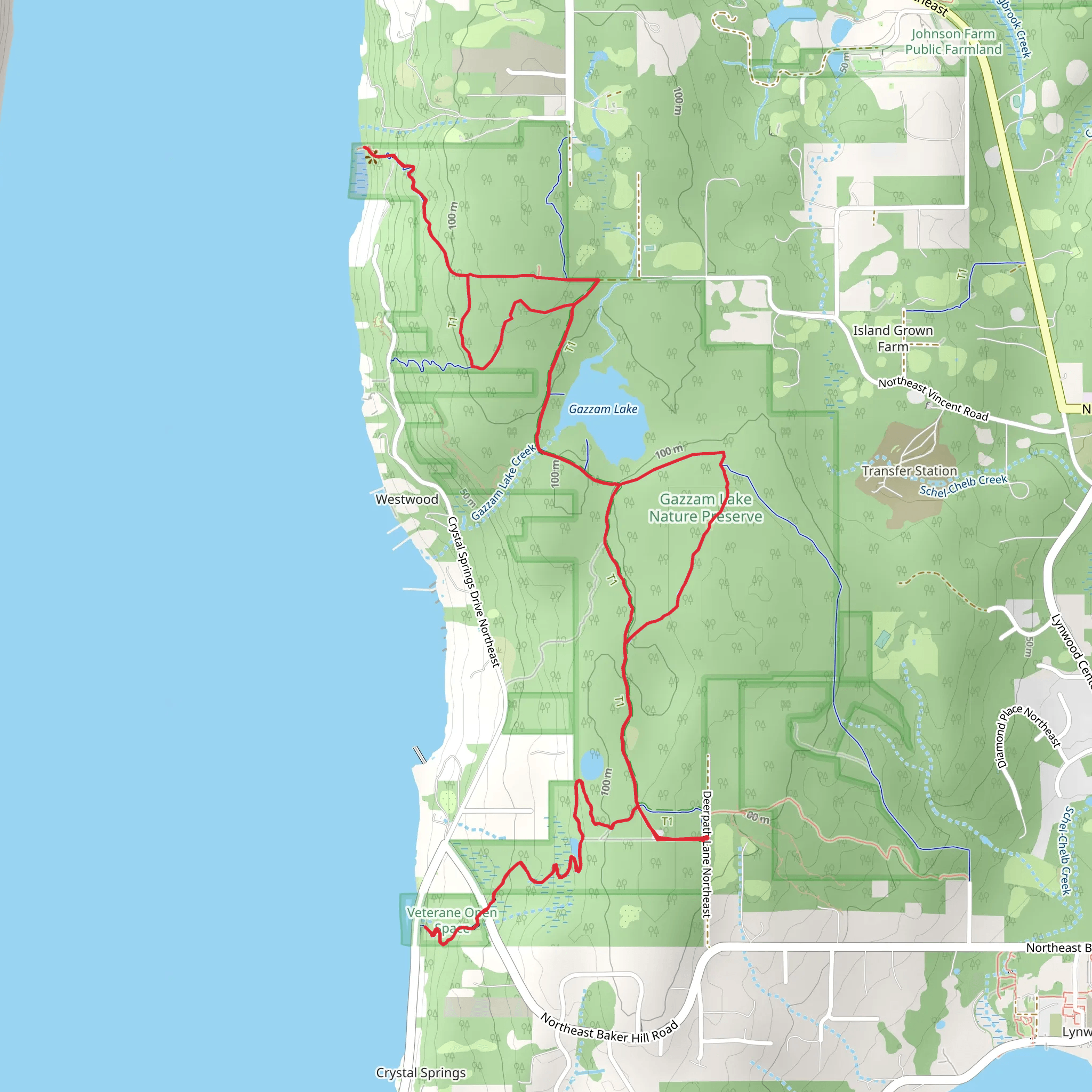Veterane Trail and Westwood Shore Trail mobile static map