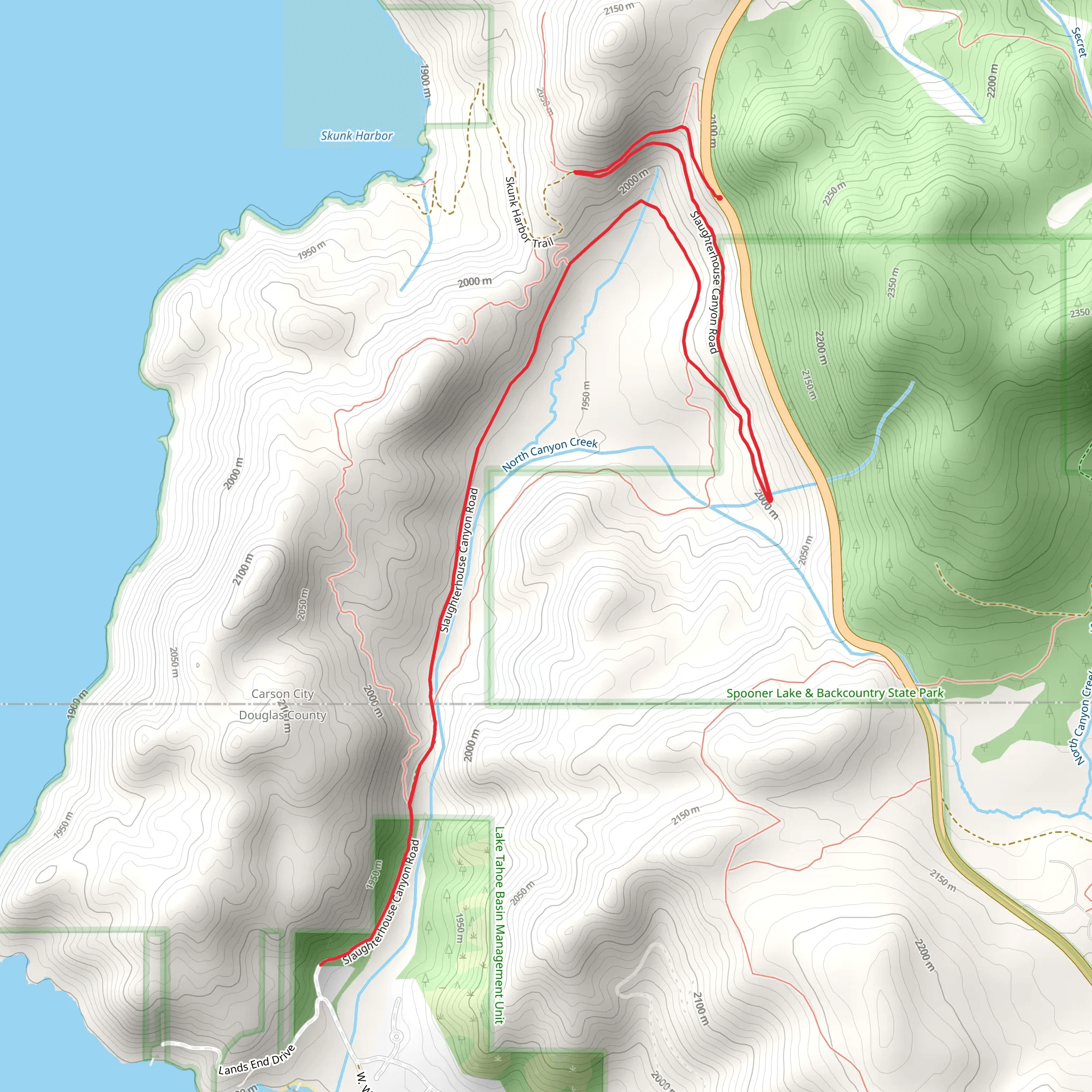 Skunk Harbor Trail and Slaughterhouse Canyon Road mobile static map
