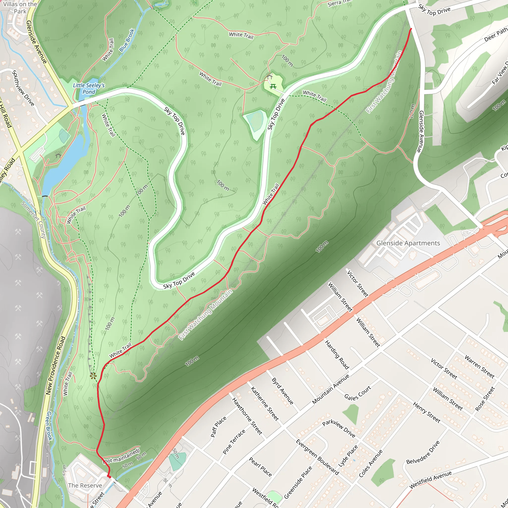White Trail Out and Back mobile static map
