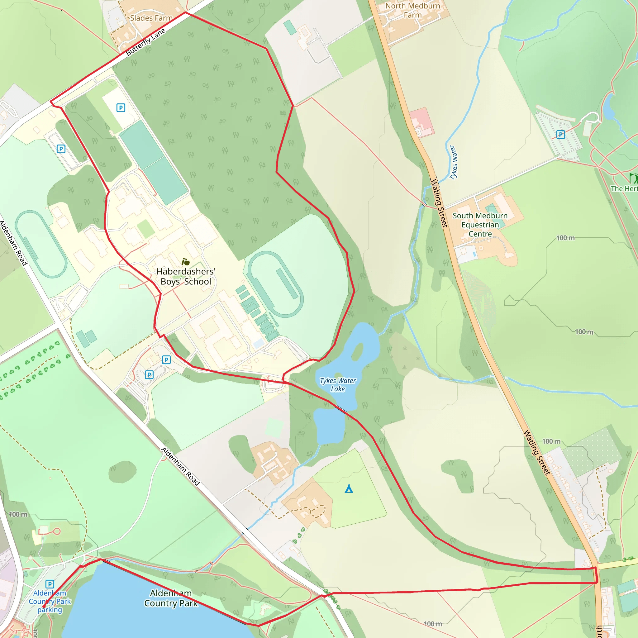 Aldenham Country Park Loop mobile static map