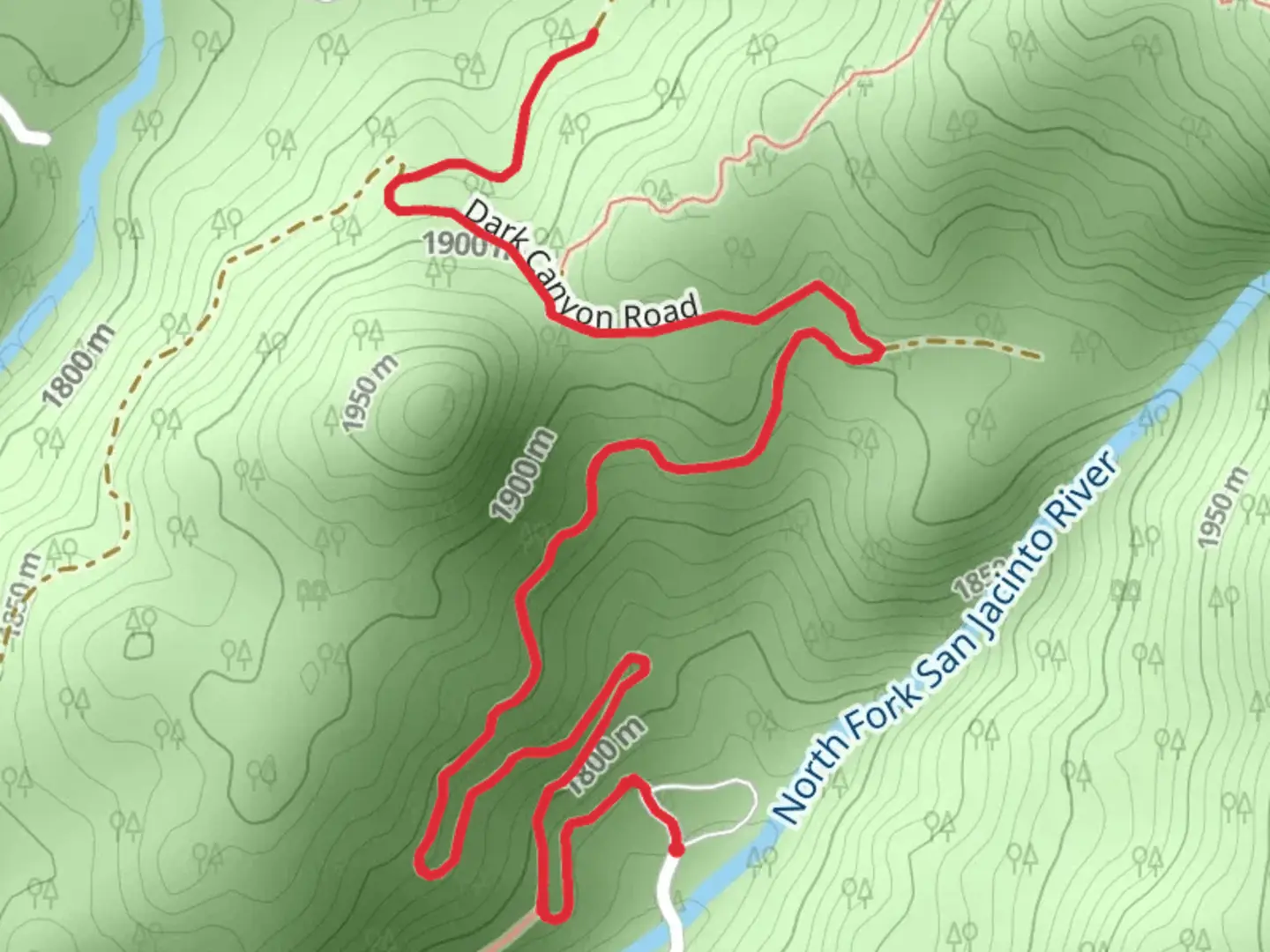 An image depicting the trail Dark Canyon Road and its surrounding area.