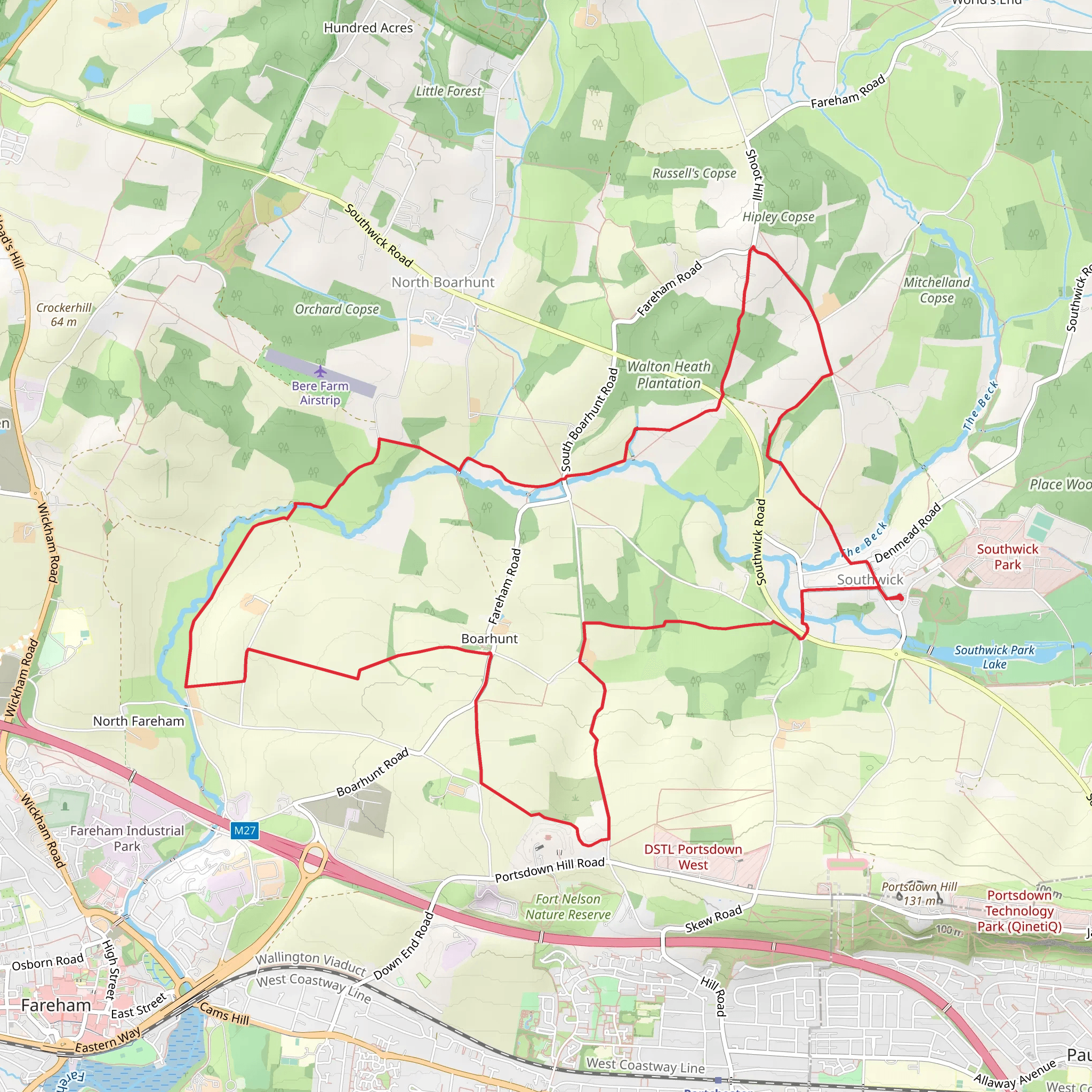Walton Heath Plantation and Grub Coppice Loop mobile static map