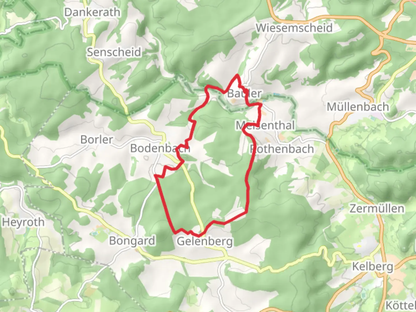 An image depicting the trail Bauler to Gelenberg Loop and its surrounding area.