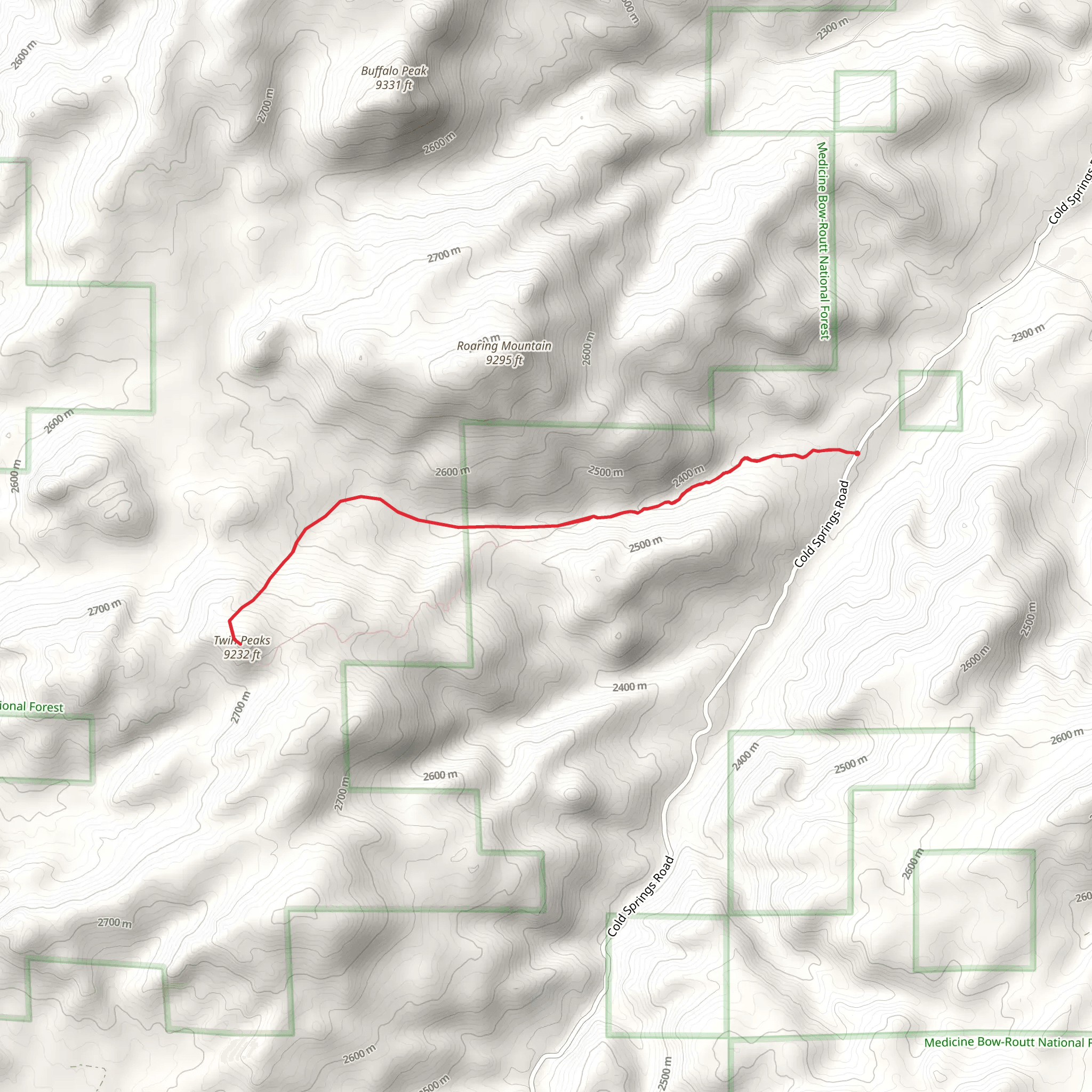Twin Peaks Trail mobile static map