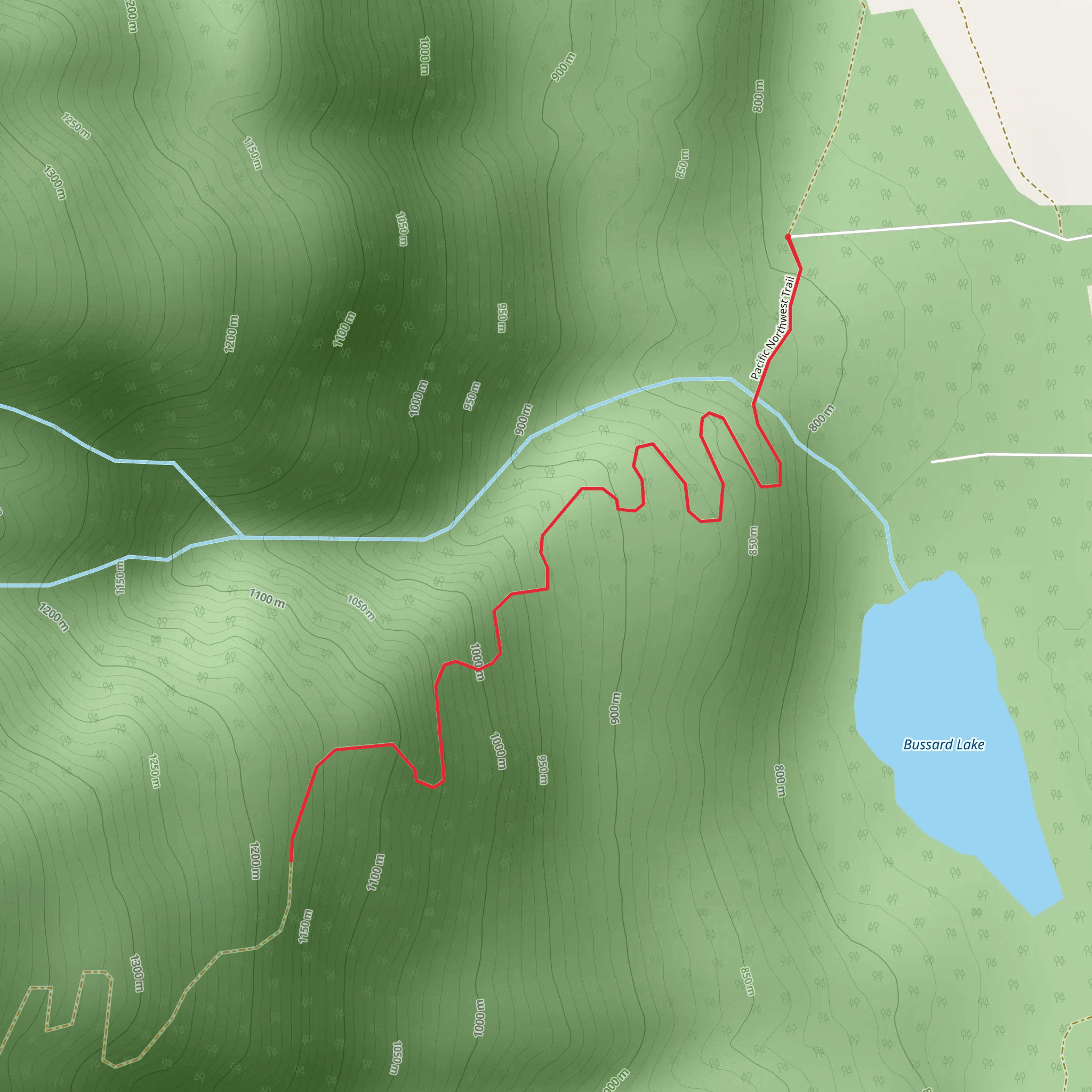 Pacific Northwest Trail - Short from Bussard Lake mobile static map