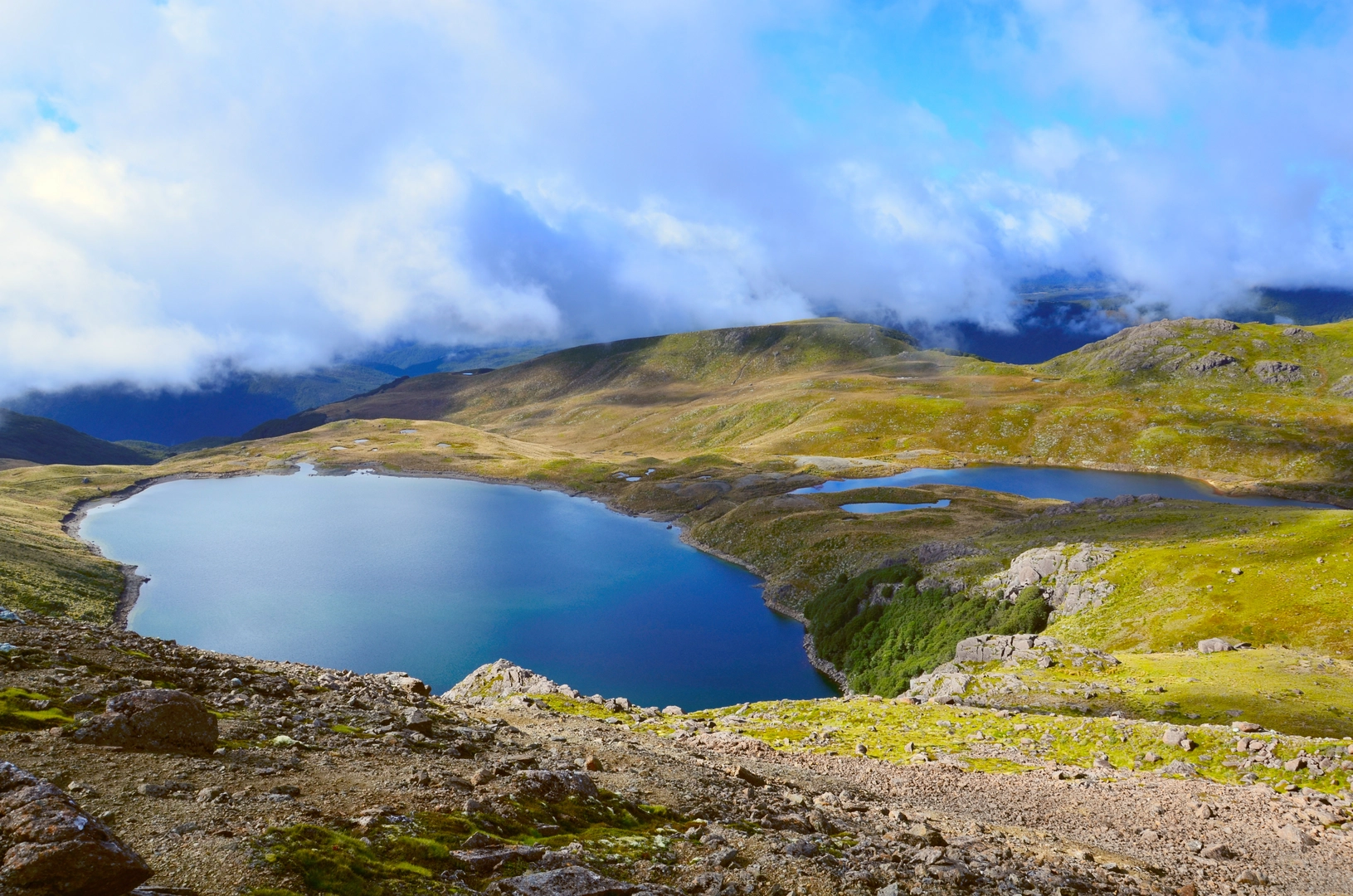 An image depicting the trail Cobb Valley - Sylvester Hut - Lake Sylvester Track and its surrounding area.
