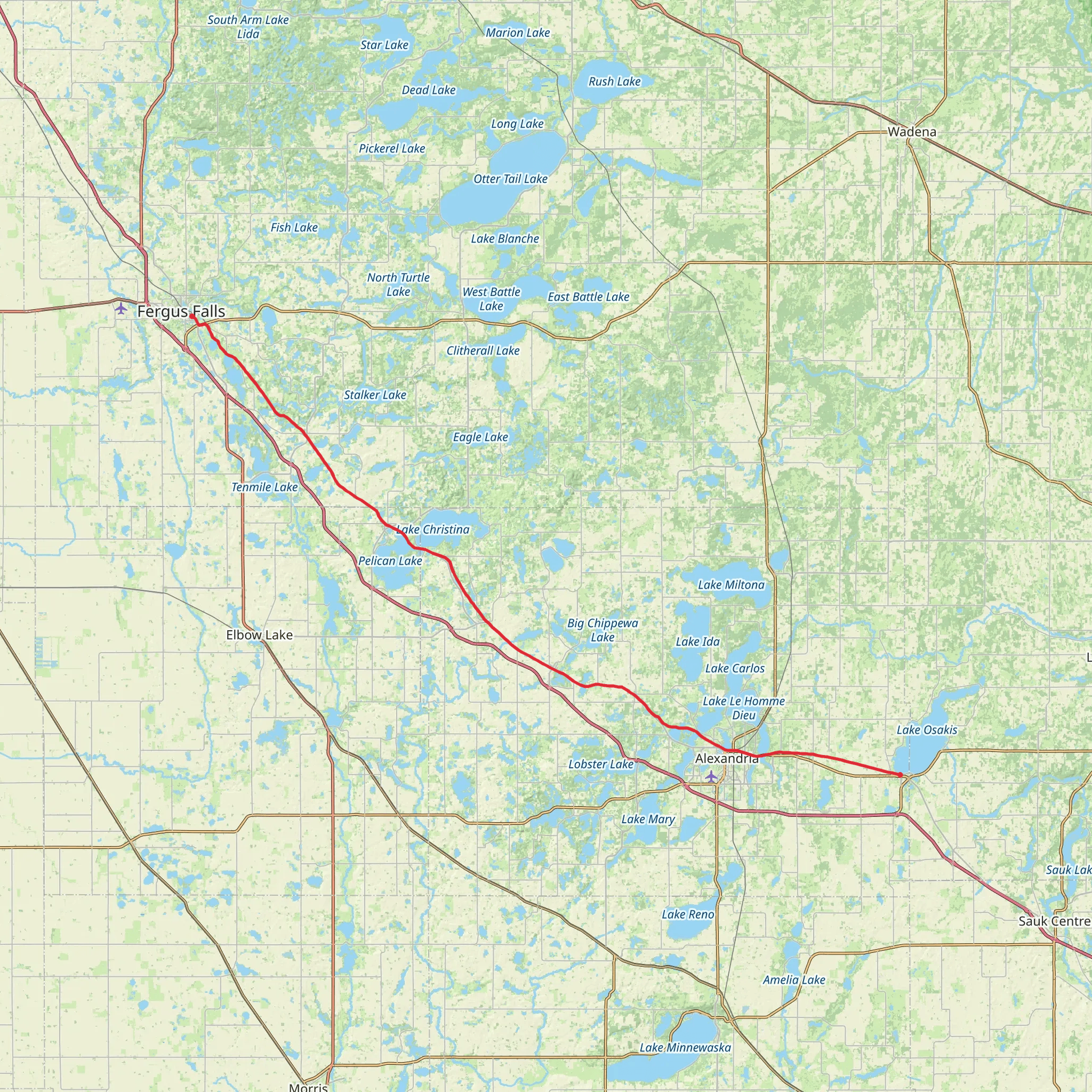 Central Lakes State Trail mobile static map