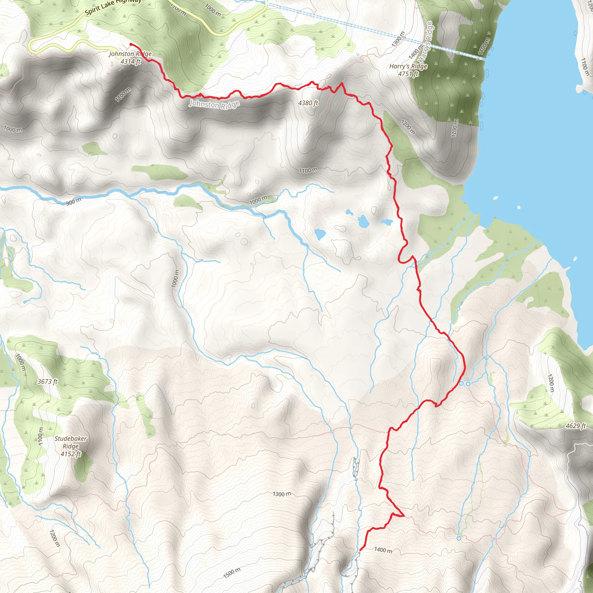 Loowit Falls via Boundary Trail mobile static map