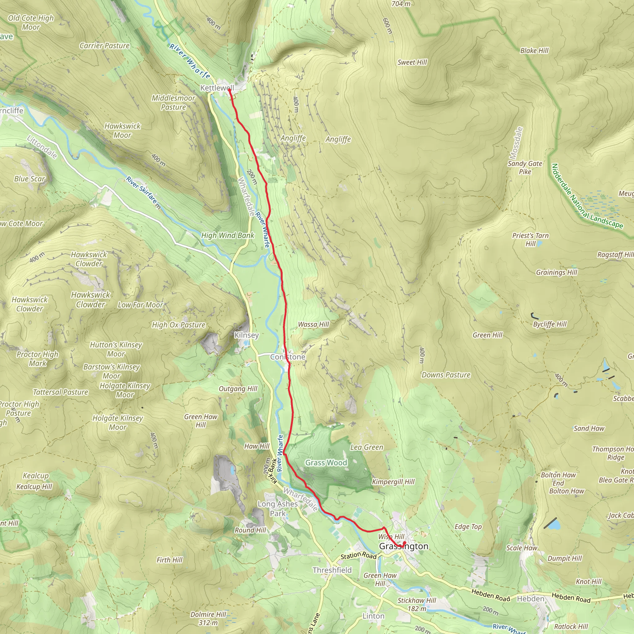 Grassington to Kettlewell Walk mobile static map