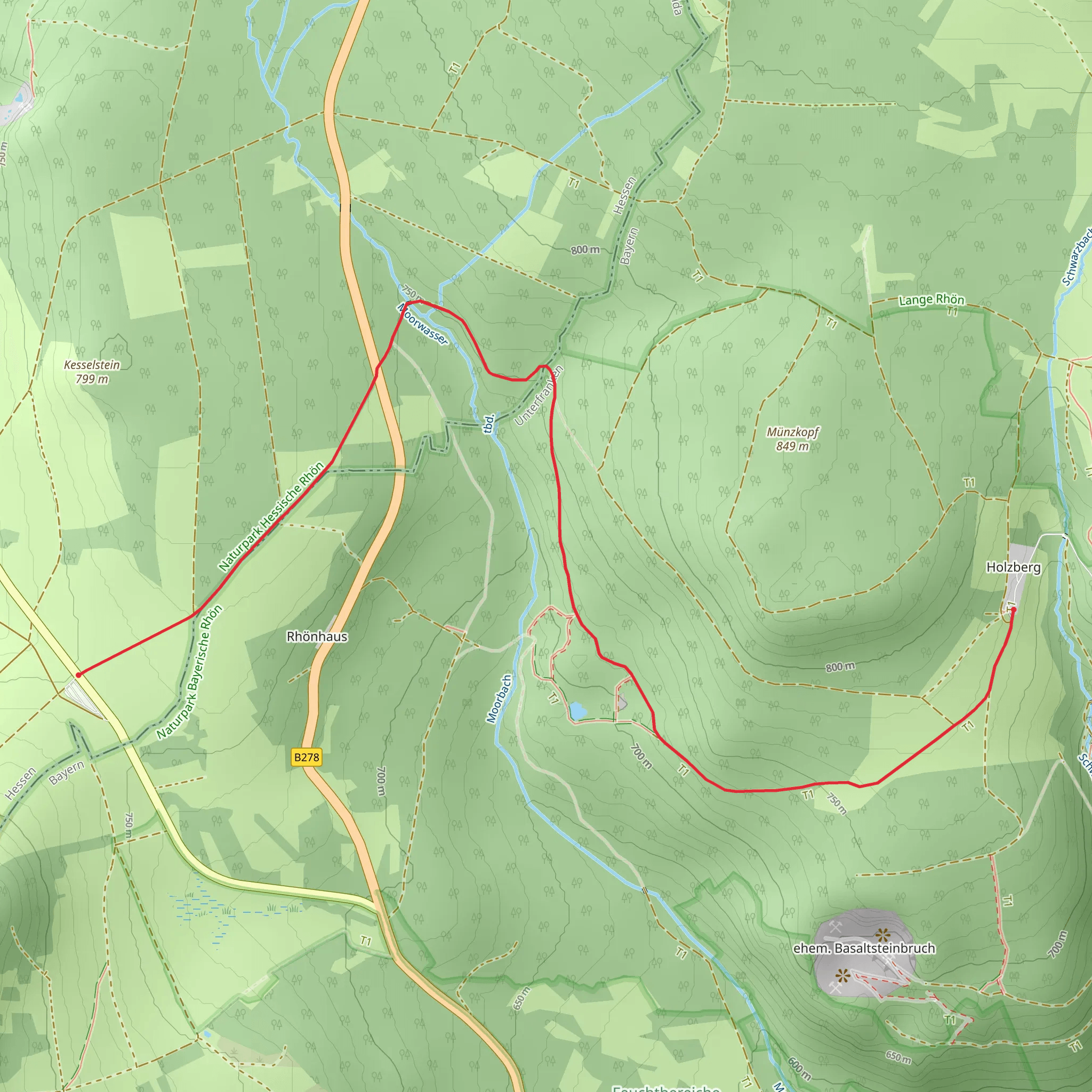 Jagdschloss Holzberg Walk via Schwedenwall Heidelstein mobile static map