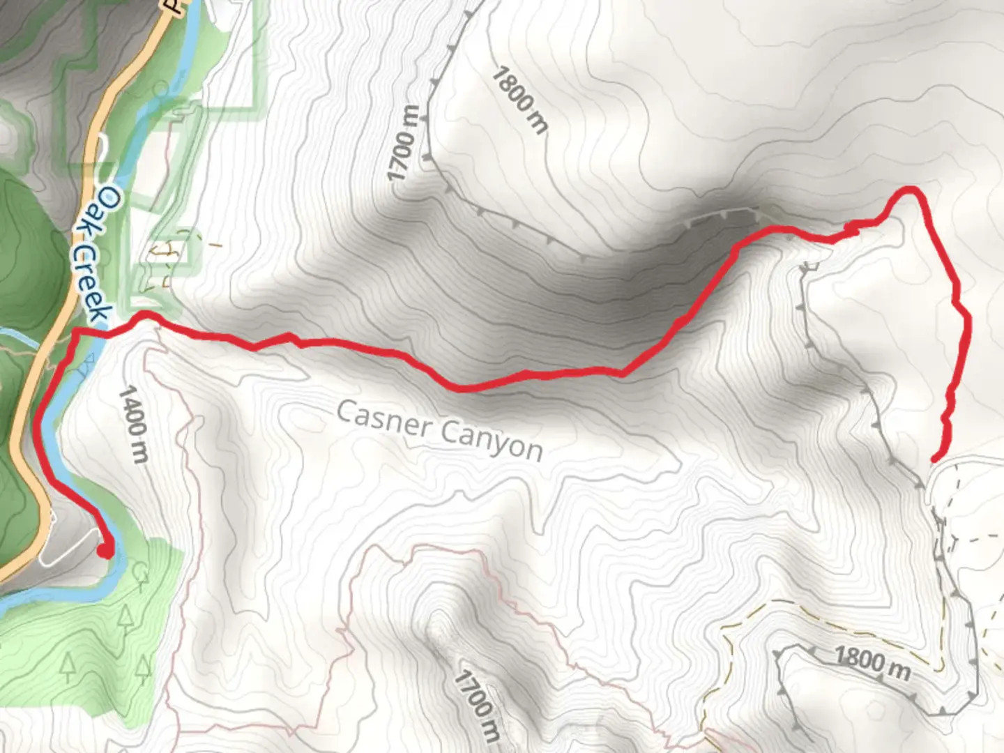 An image depicting the trail Allens Bend Trail and Casner Canyon Trail and its surrounding area.