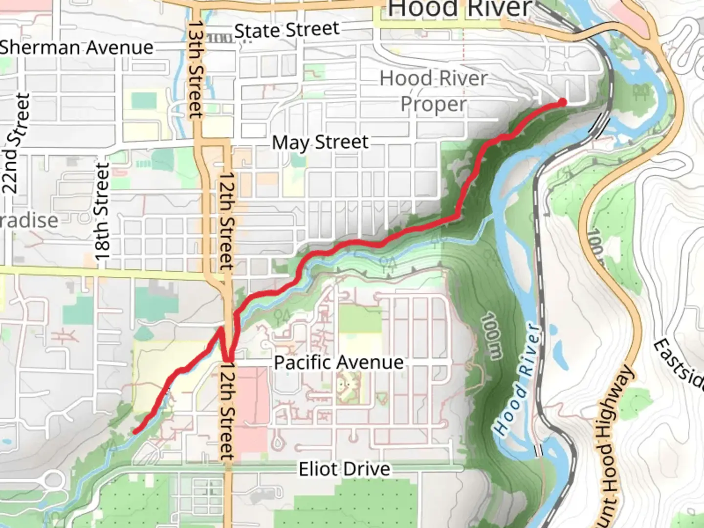 An image depicting the trail Indian Creek Trail - Eliot Park and its surrounding area.