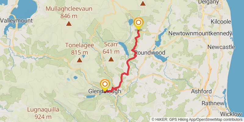 Wicklow Way - 4 Day Dublin to Glenmalure stage 3 Map