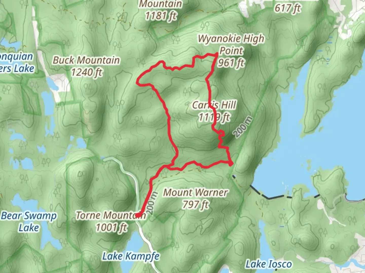 An image depicting the trail Wyanokie Crest Trail and Highlands Trail and its surrounding area.