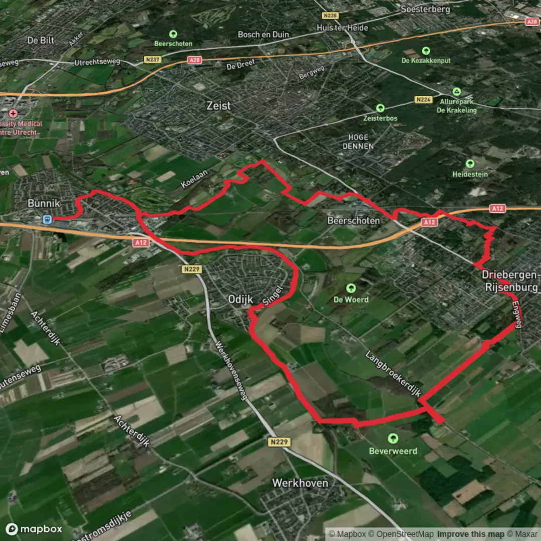 An image depicting the trail StoetWegenpad and Aderwinkelpad Loop and its surrounding area.