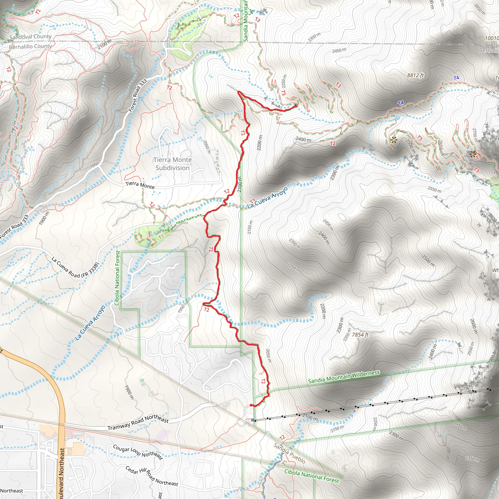 Tramway Trail Out and Back mobile static map