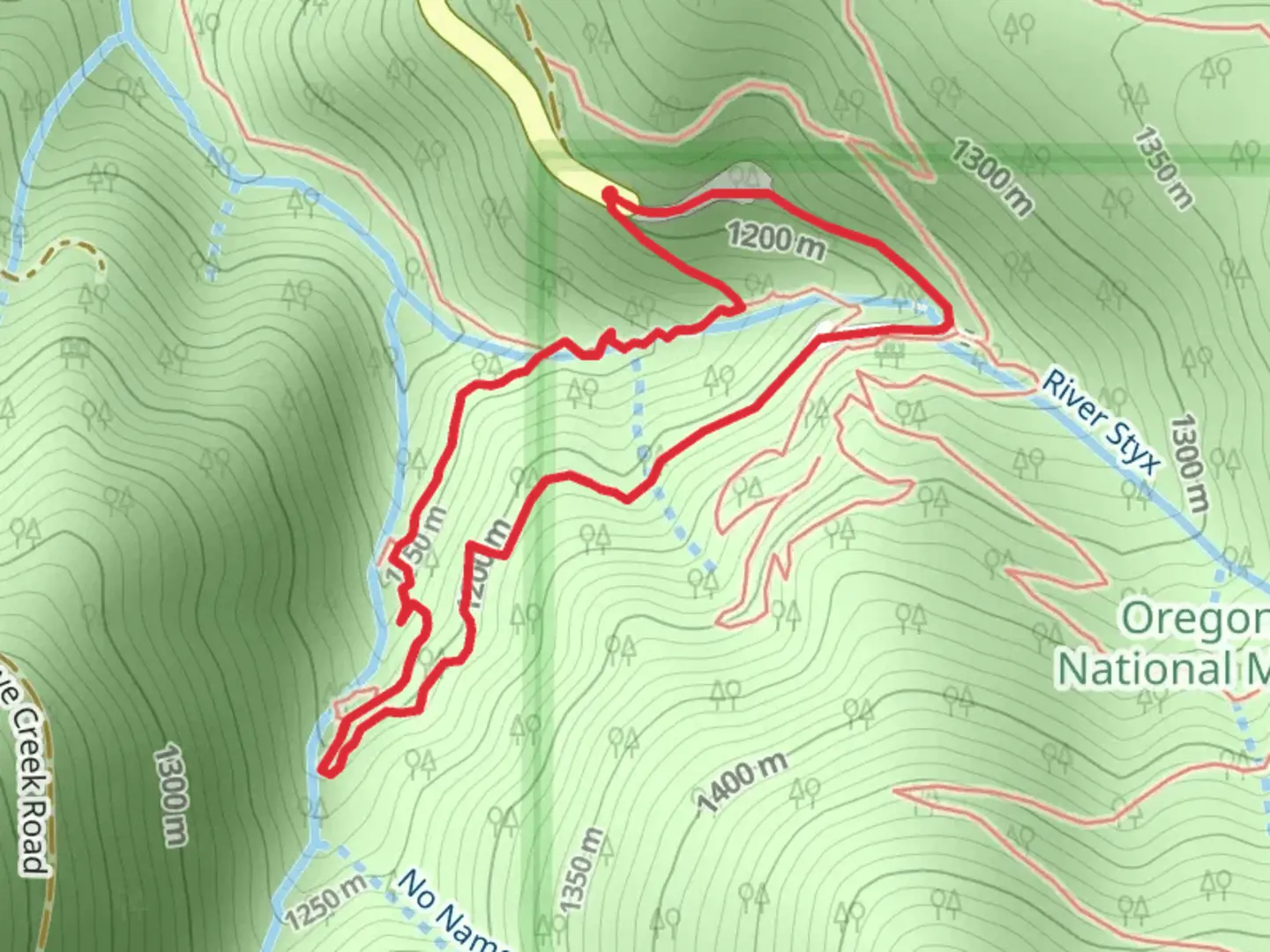 An image depicting the trail No Name Loop Trail and its surrounding area.