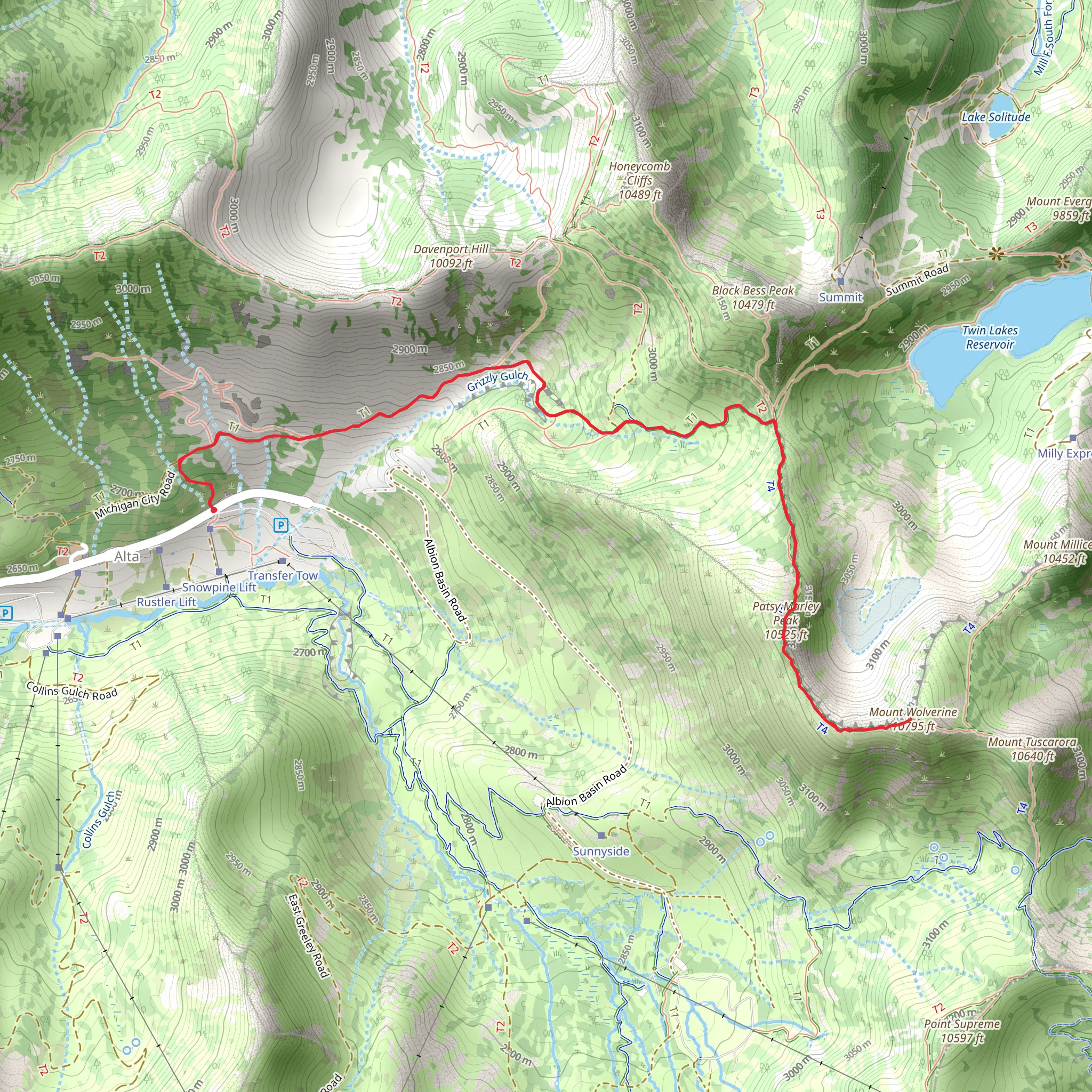 Mount Wolverine Trail mobile static map