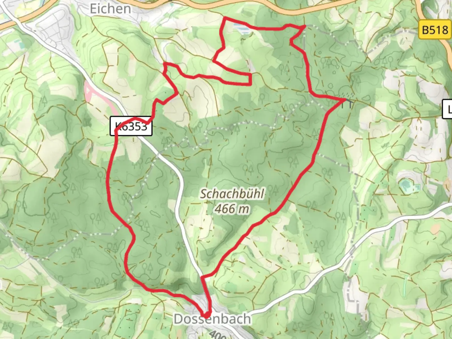 An image depicting the trail Eichener See via Main Neckar Rhein Weg and Kessel Engelsgrund and its surrounding area.
