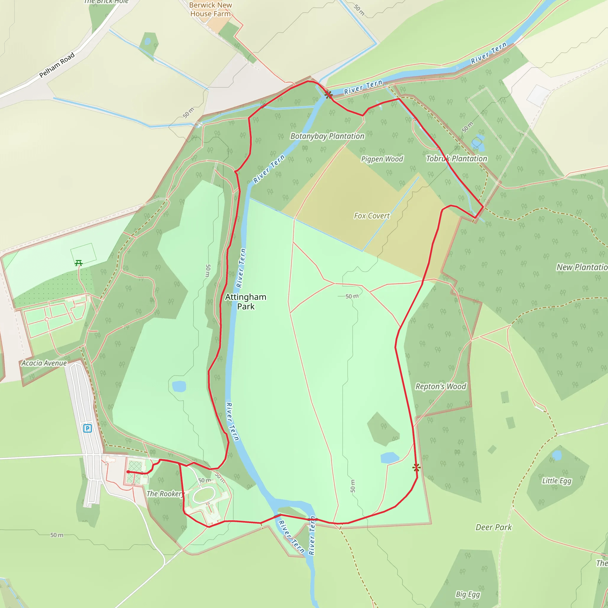 Attingham Park and Botanybay Plantation Loop mobile static map