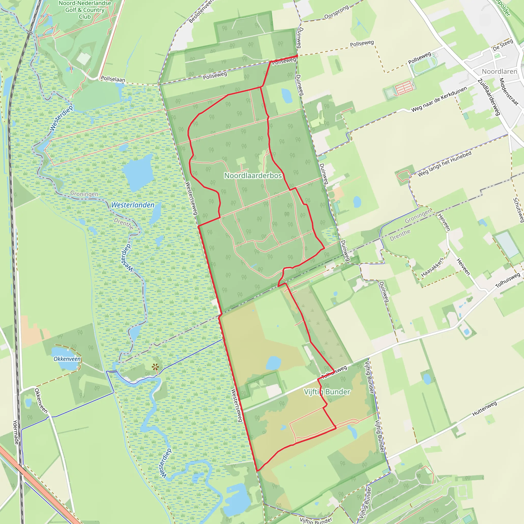 Noordlaarder Bosch and Vijftig Bunder Loop mobile static map