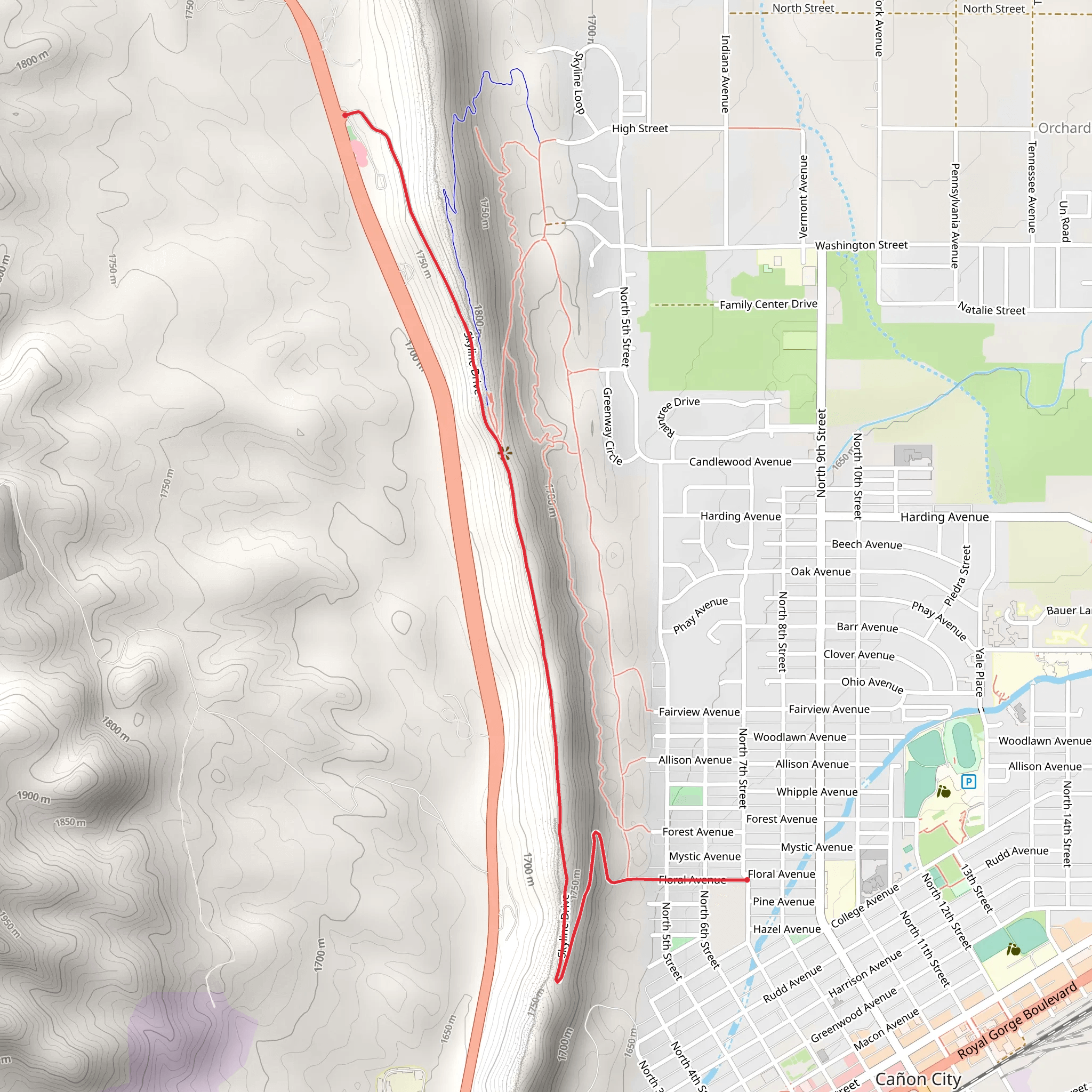 Skyline Drive Trail mobile static map