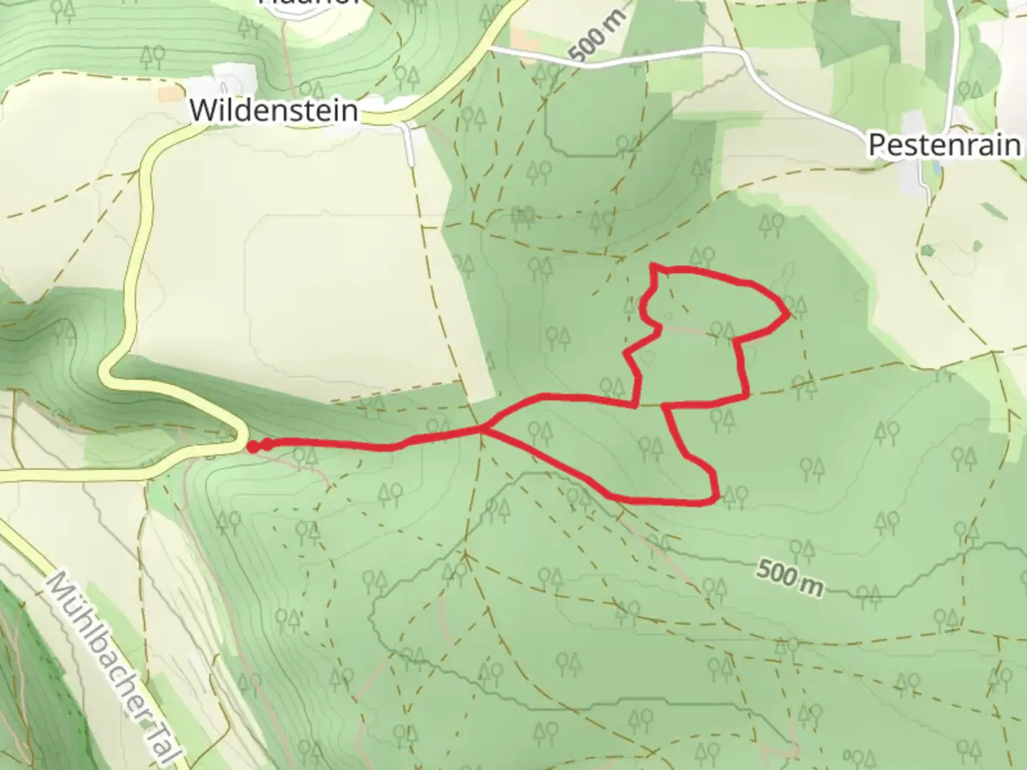 An image depicting the trail Jurasteig Schlaufe Loop and its surrounding area.