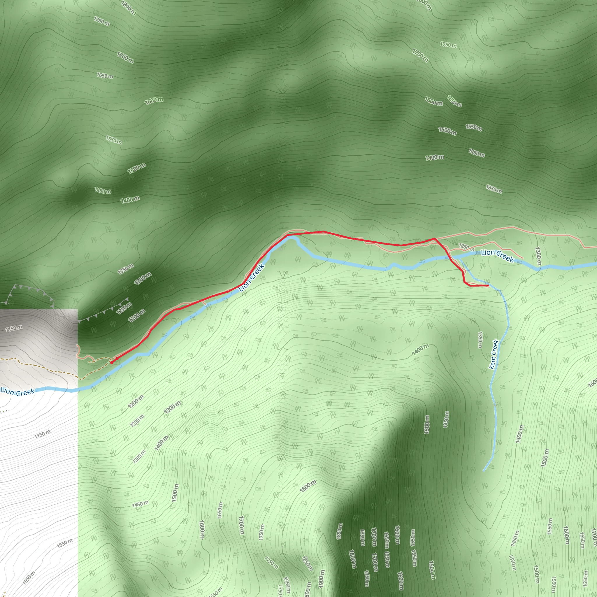 Kent Creek via Pacific Northwest Trail mobile static map