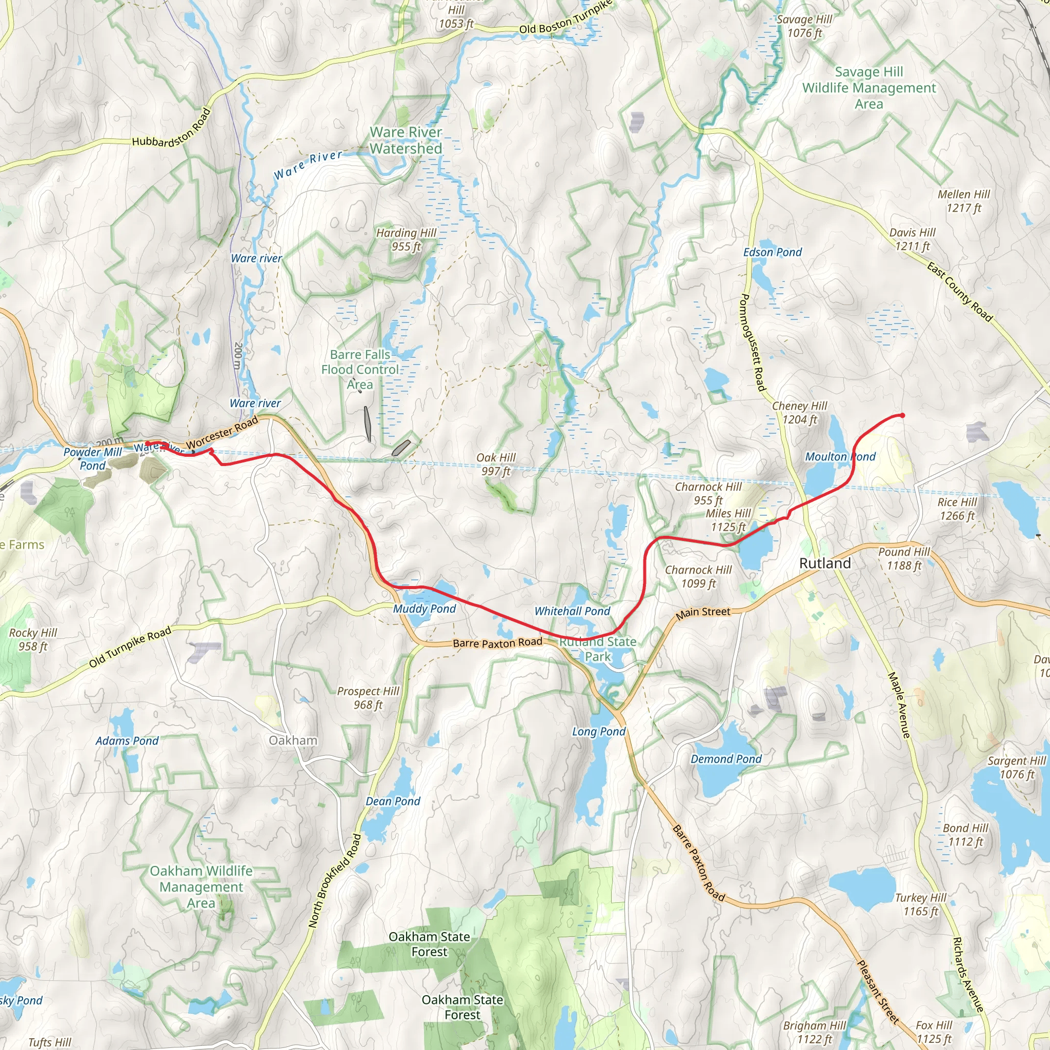 Mass Central Rail Trail mobile static map