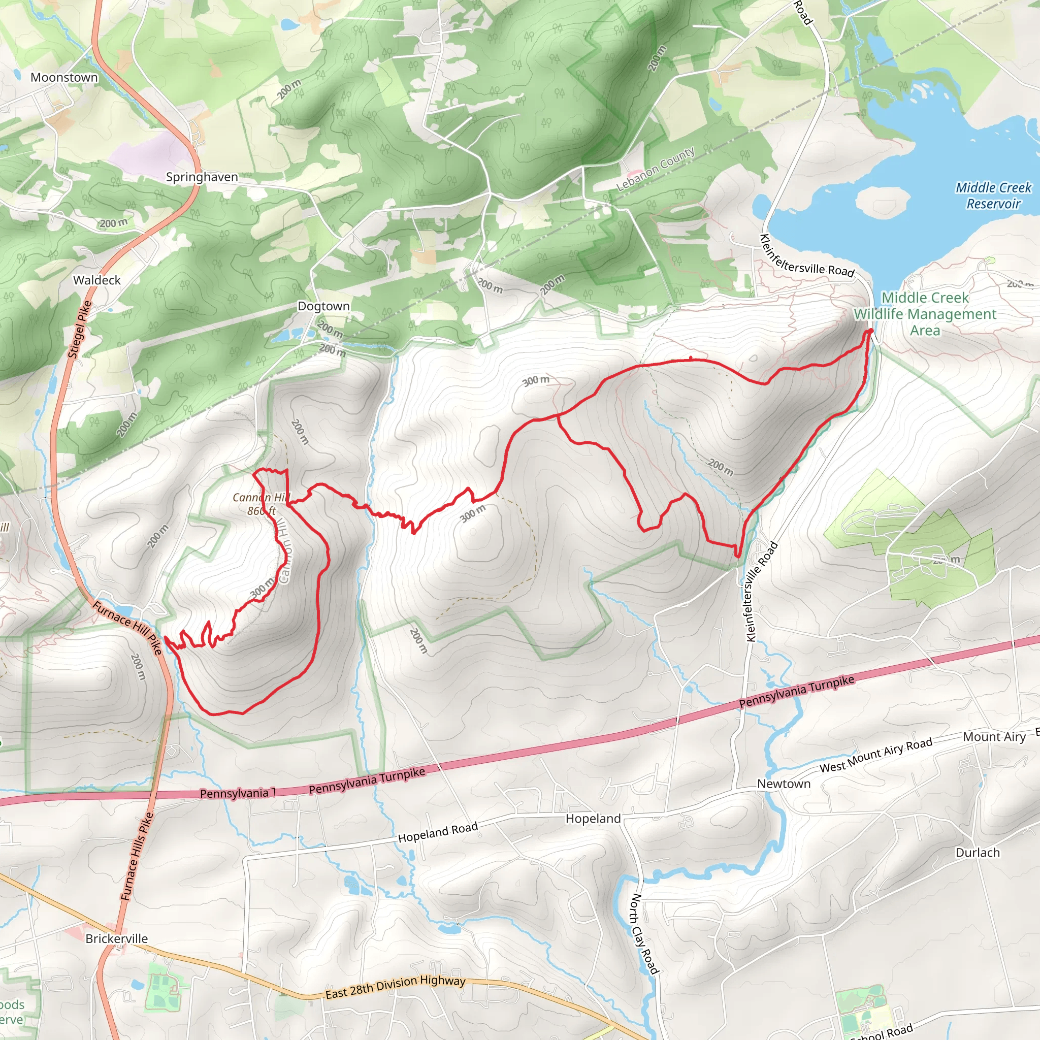 Cannon Hill and Elders Run Loop via Horse-Shoe Trail mobile static map